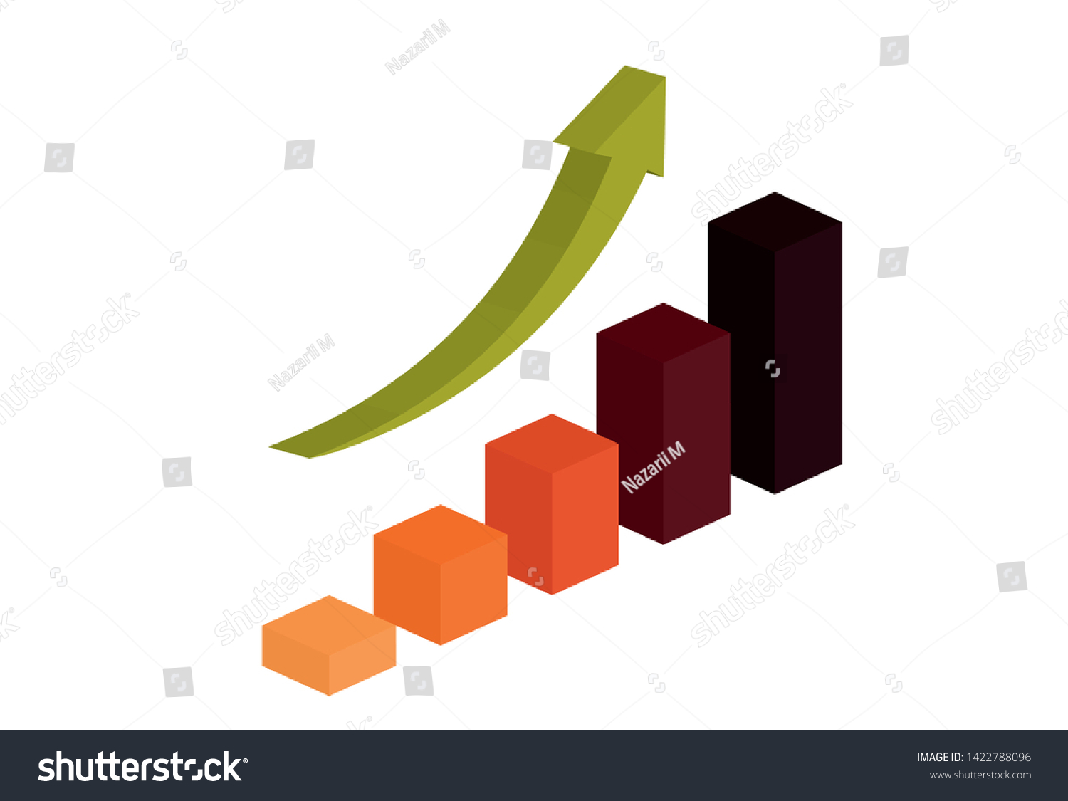 3d Growing Bar Chart Arrow Isolated Stock Vector (Royalty Free ...