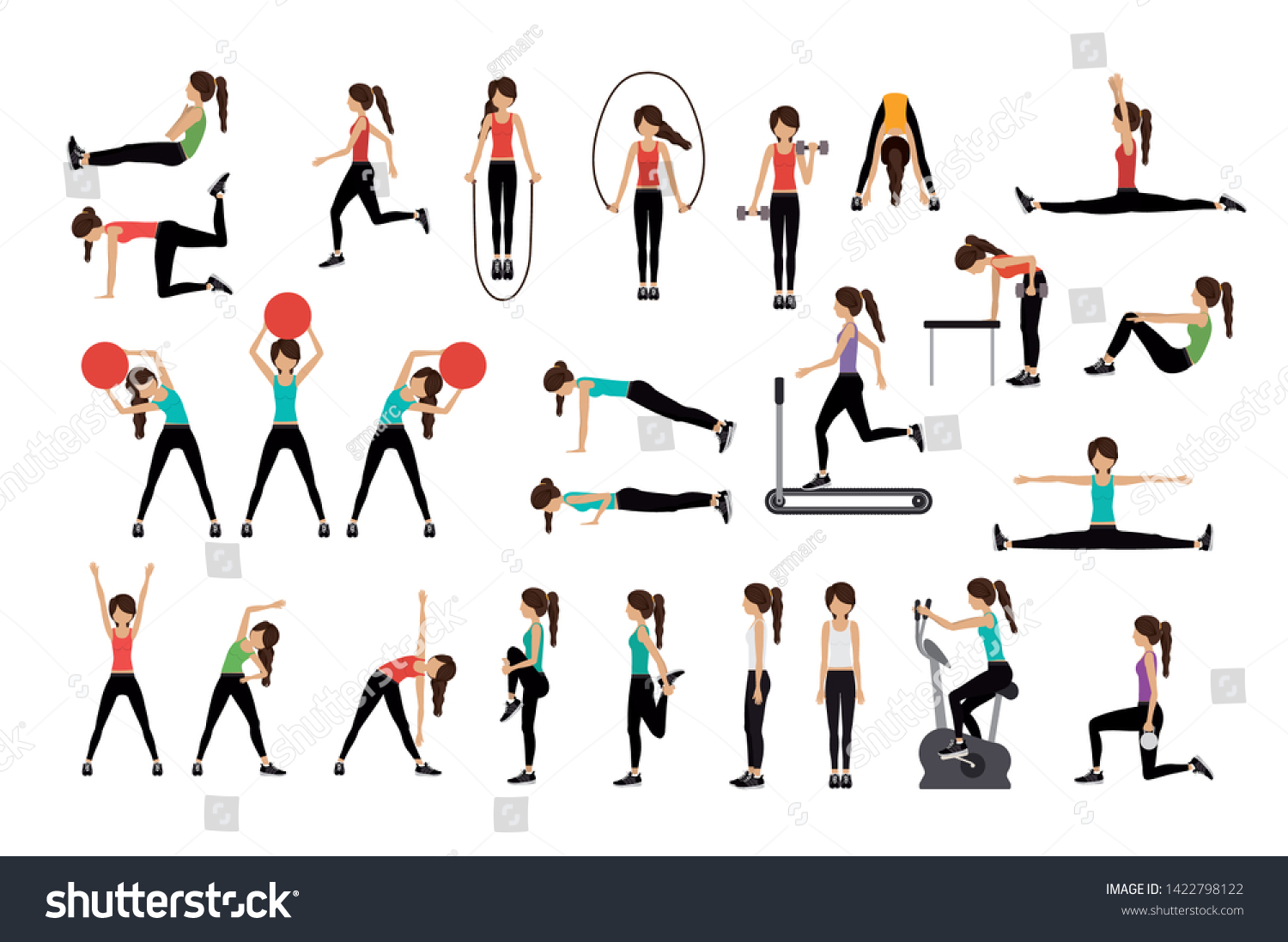 Woman Doing Excercise Vector Illustration Stock Vector (Royalty Free ...