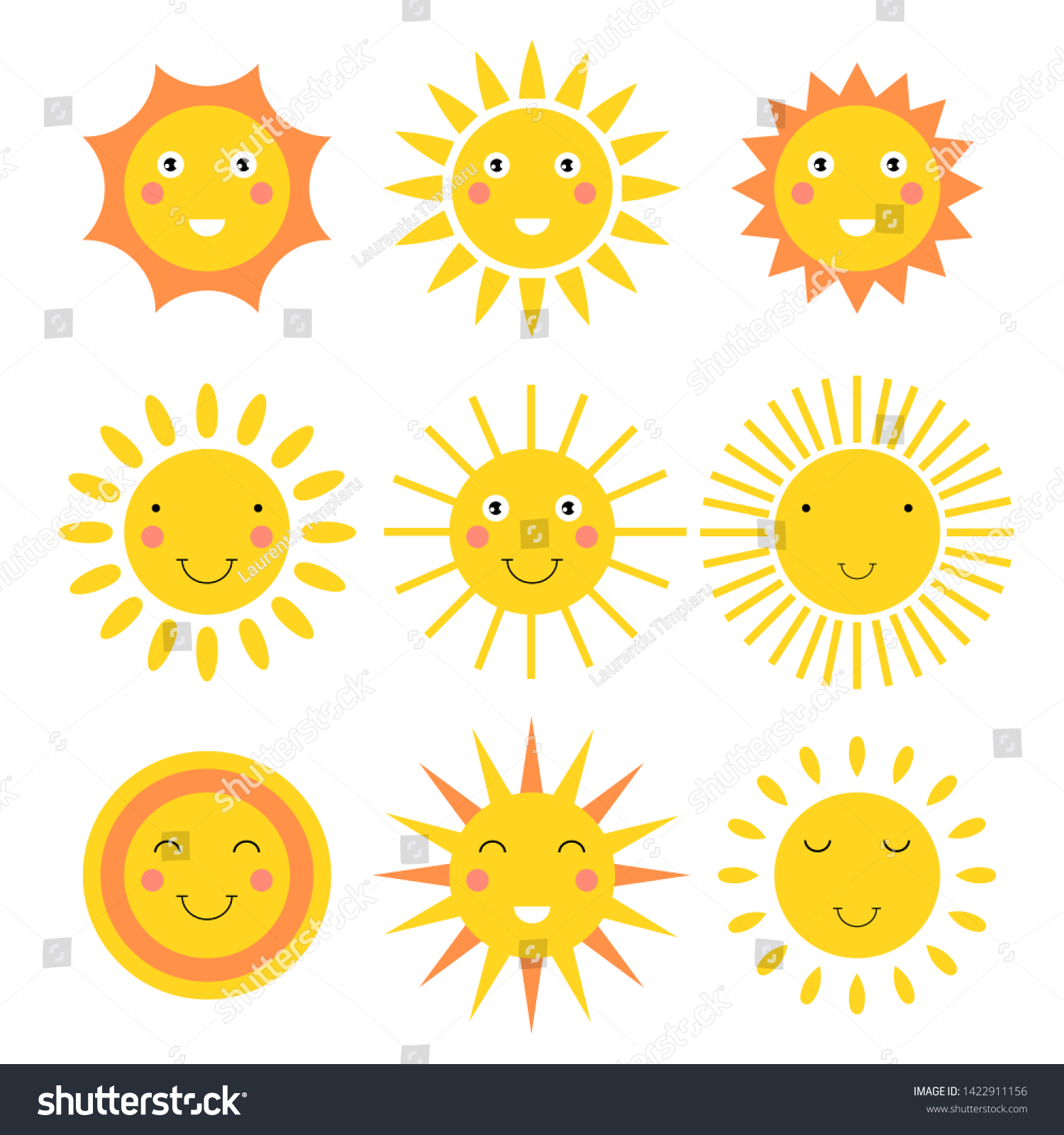 Smiling Sun Cartoon Vector Design Illustration Stock Vector (Royalty ...