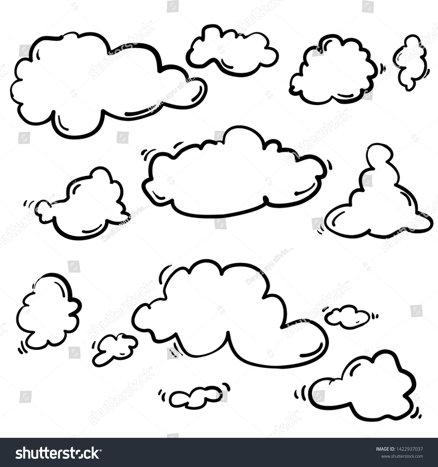 Handdrawn Doodle Cloud Illustration Cartoon Style Stock Vector (Royalty ...