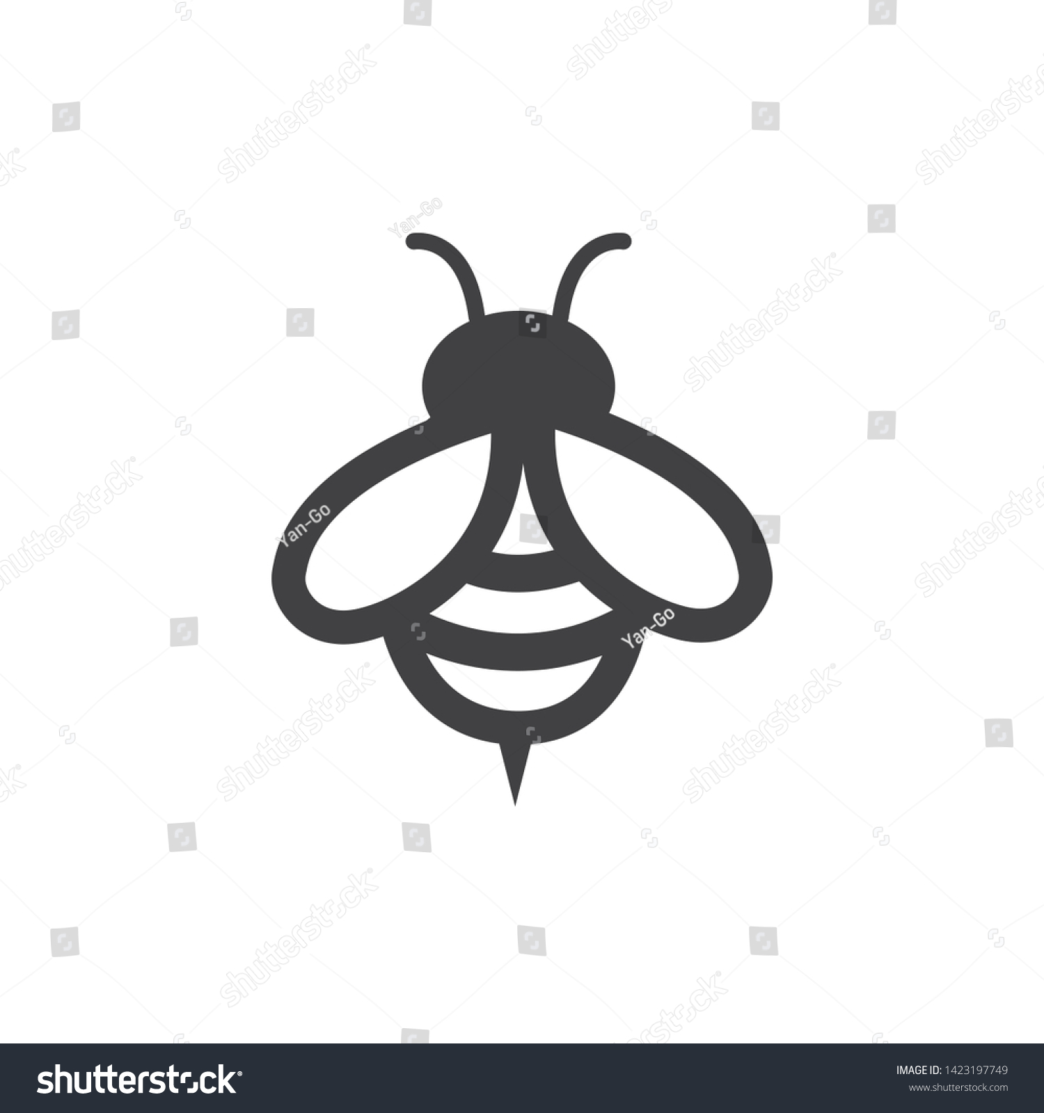 Black Bee Icon On White Background Stock Vector (Royalty Free ...