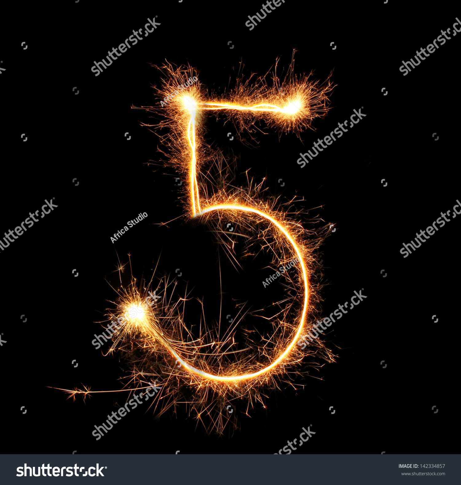 Number Five Sparklers On Black Background Stock Photo 142334857 ...