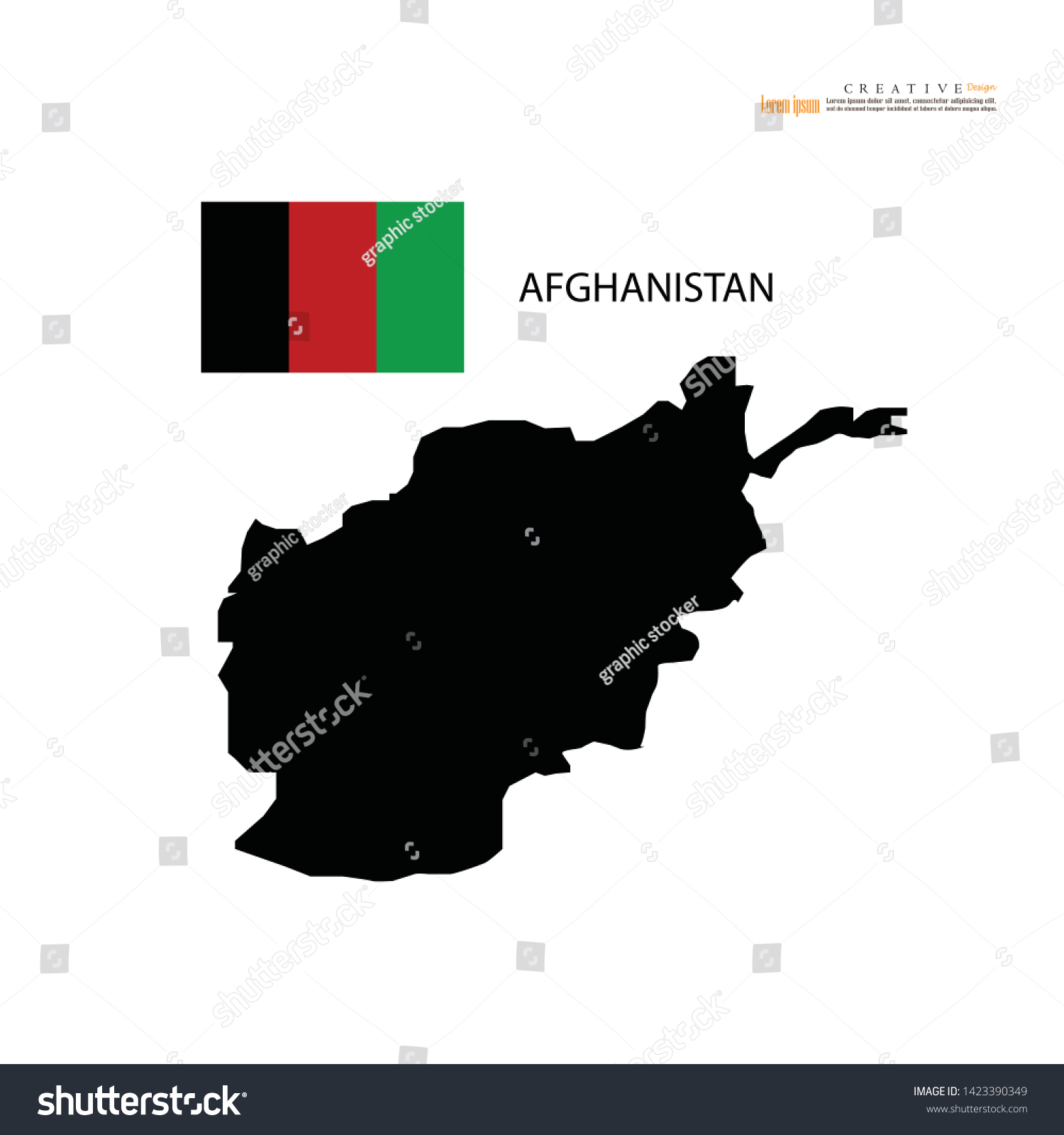 Outline Map Afghanistan Nation Flagvector Illustration Stock Vector