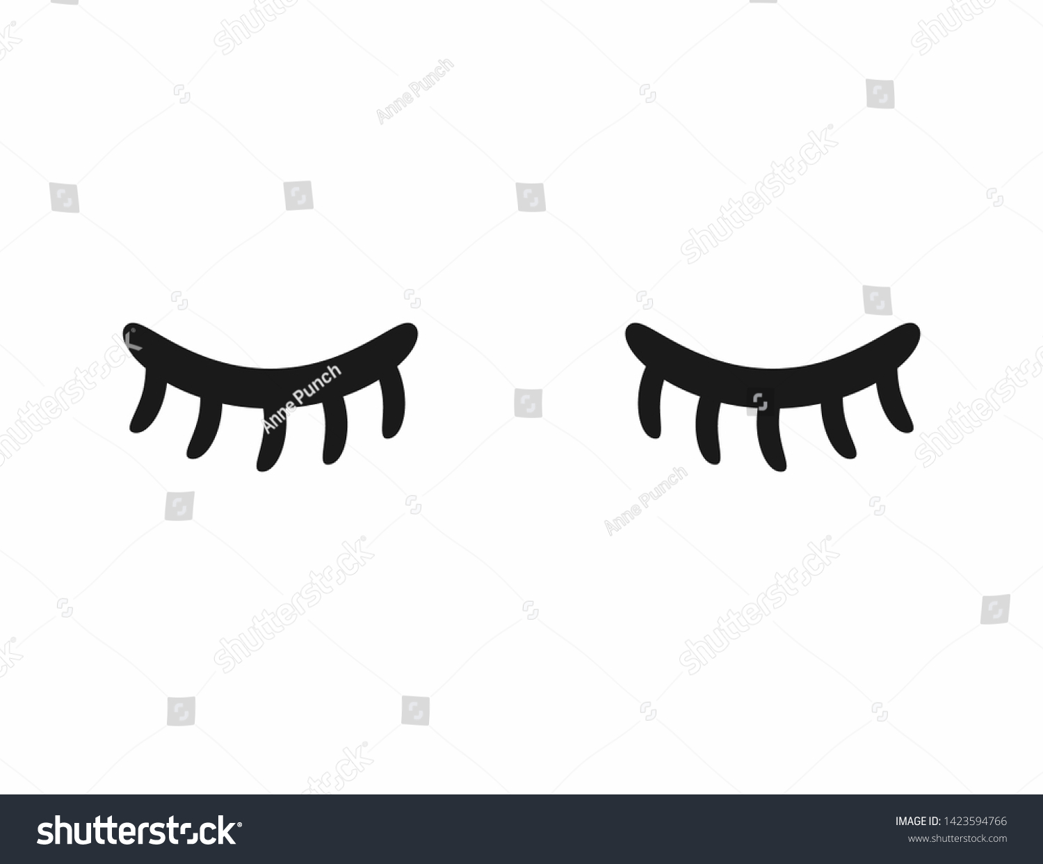 Sketch Closed Eyes Eyelashes Drawn By Stock Vector (Royalty Free ...