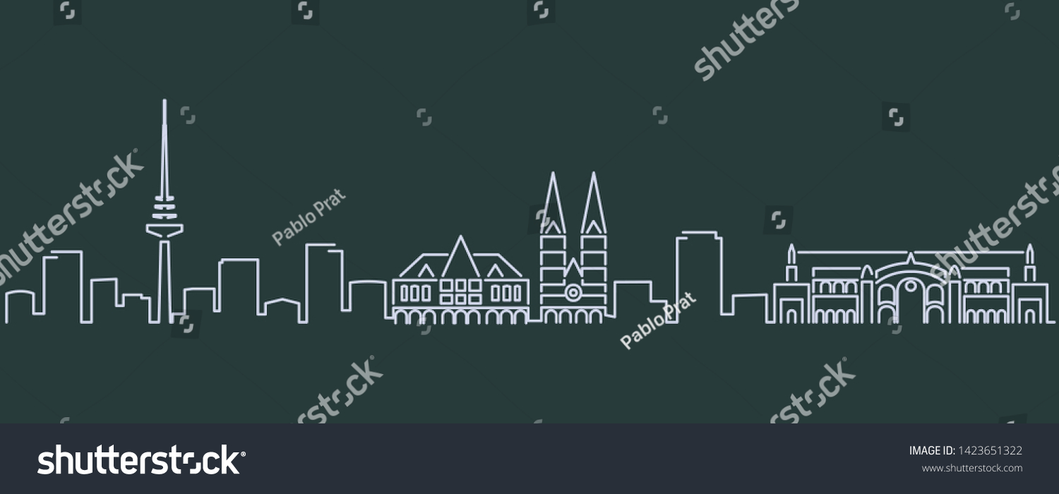 Bremen Single Line Skyline Profile Stock Vector (Royalty Free ...