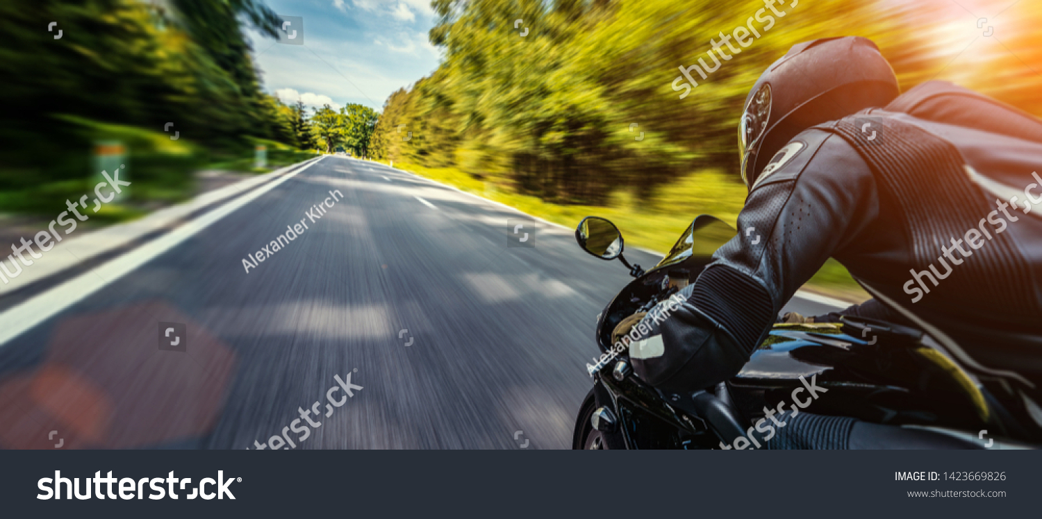 Motorbike On Road Driving Fast Having Stock Photo 1423669826 | Shutterstock