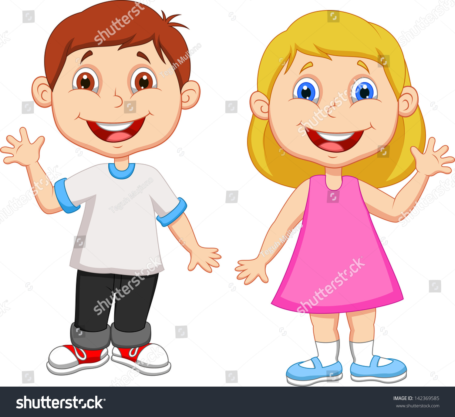 Cute Children Waving Hand Stock Illustration 142369585 | Shutterstock