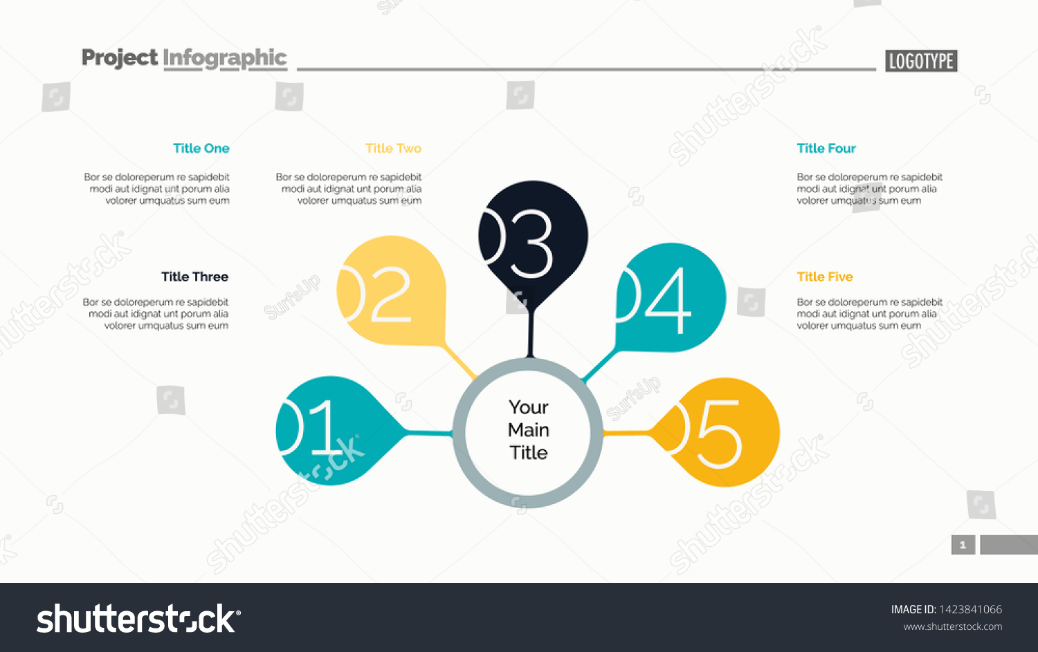 Five Steps Strategy Slide Template Business Stock Vector (Royalty Free ...