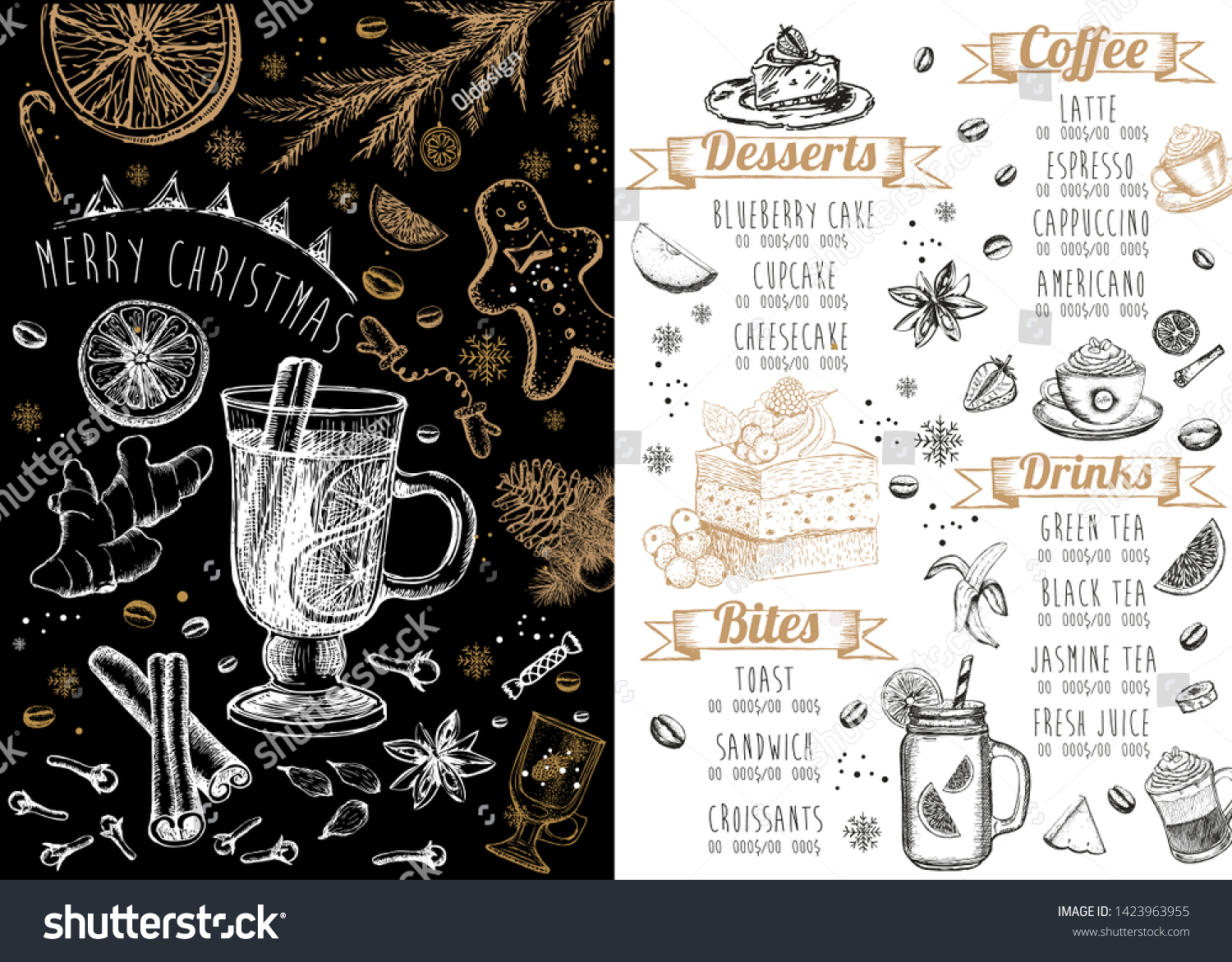 Christmas Menu Restaurant Menu Coffee House Stock Vector (Royalty Free