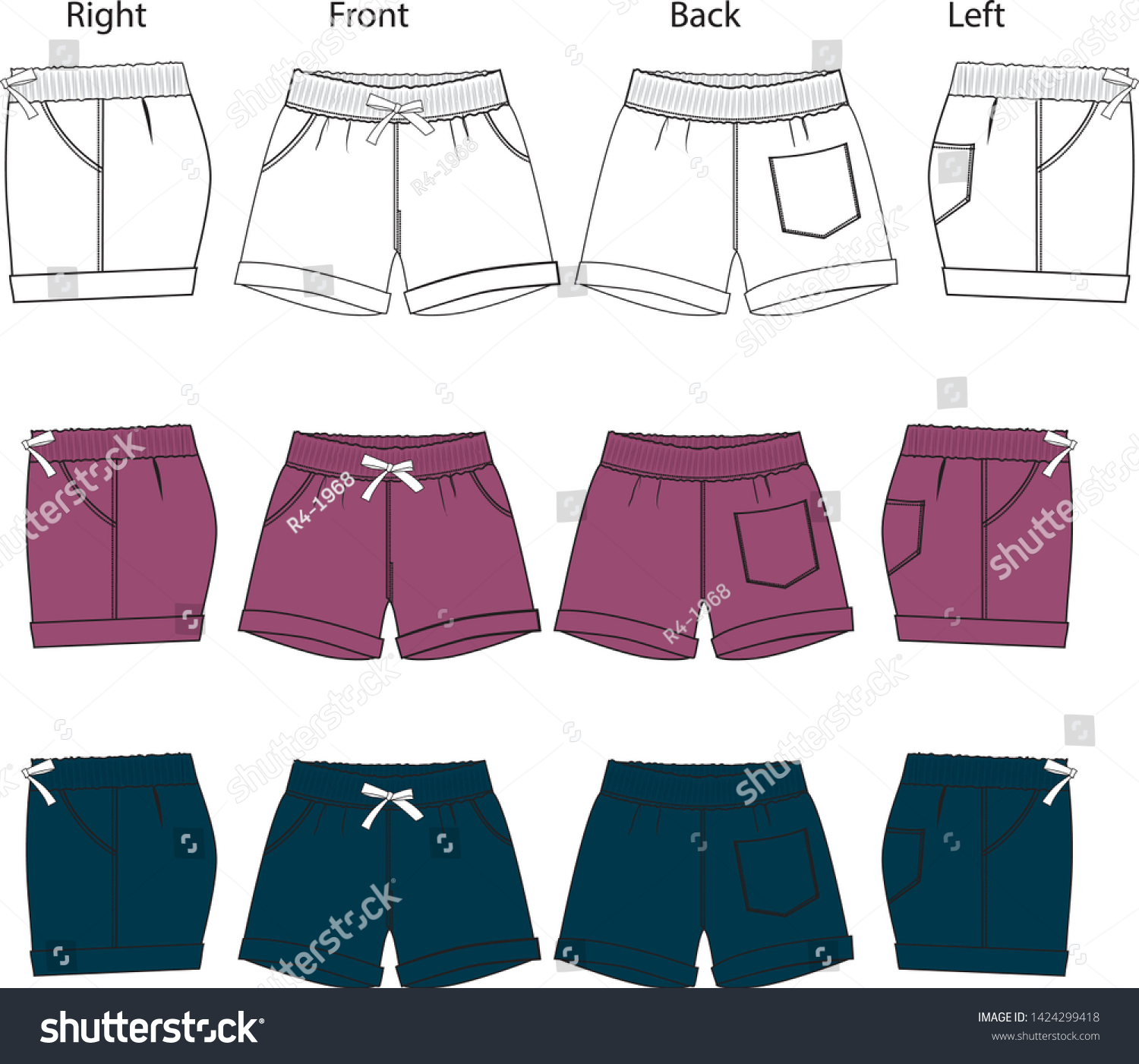 Shorts Lady Style Sports Vector Template Stock Vector (Royalty Free ...