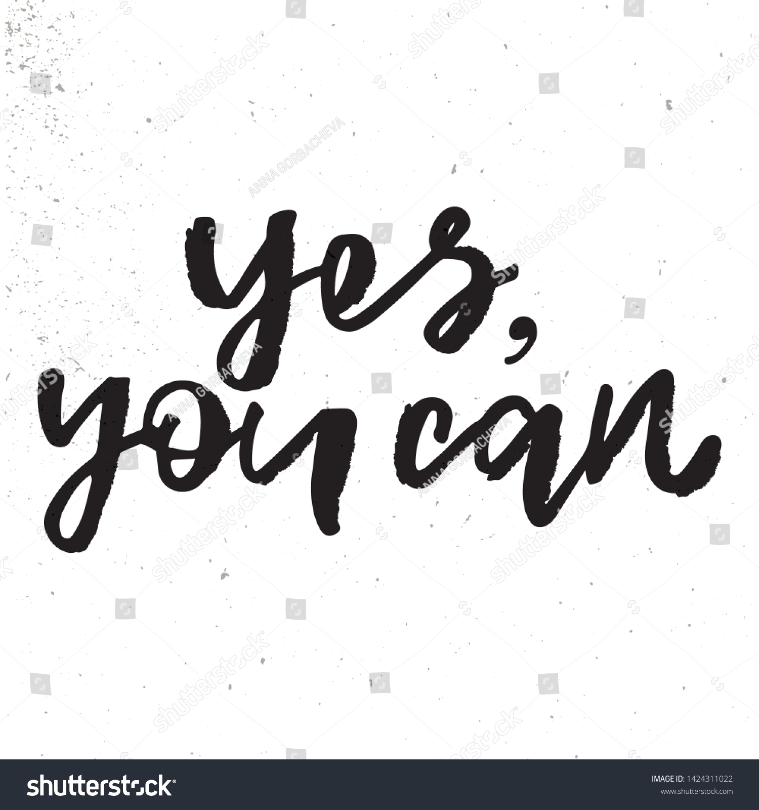 Yes You Can Handwritten Text Design Stock Vector (Royalty Free ...