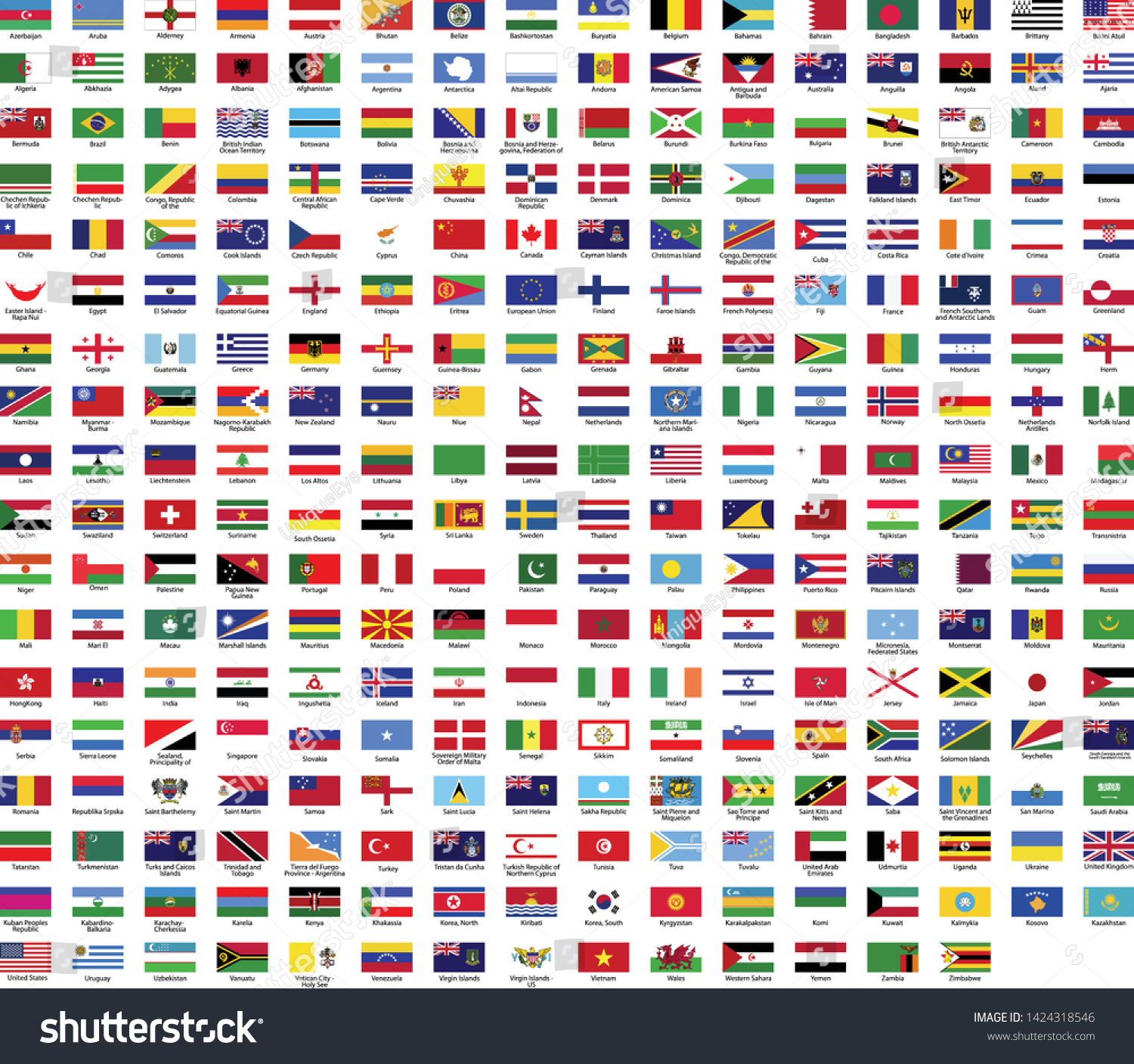 Flags World Collection Sorted By Continents Stock Vector (Royalty Free ...