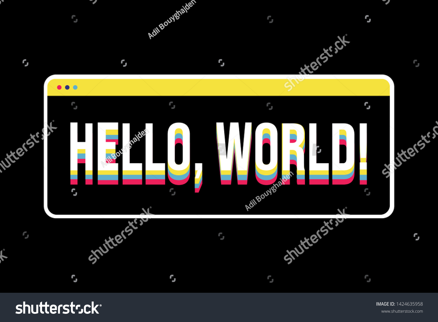 Hello World Sticker Illustration Vector Print Stock Vector (Royalty ...
