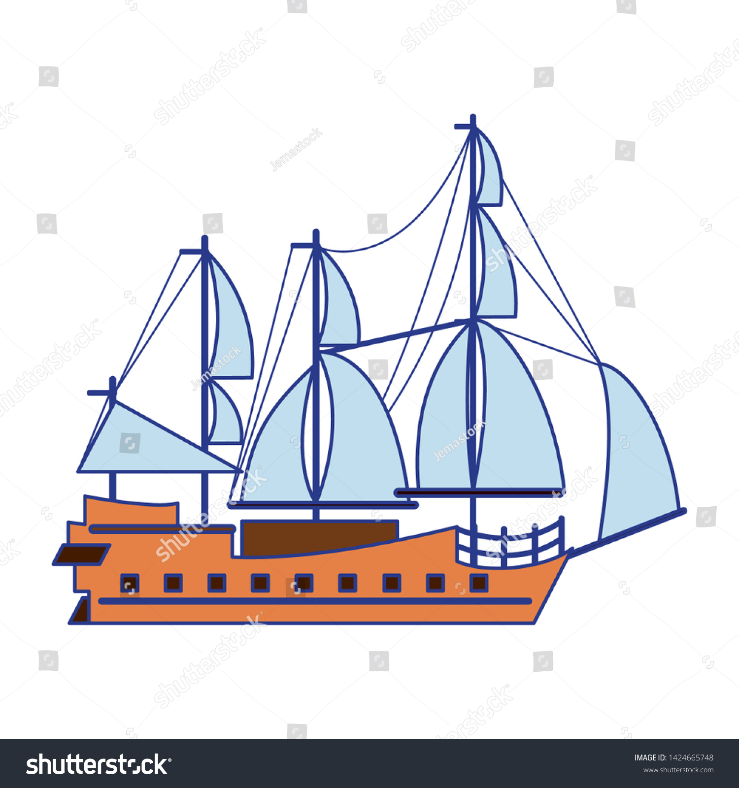 pirate ship drawing side view