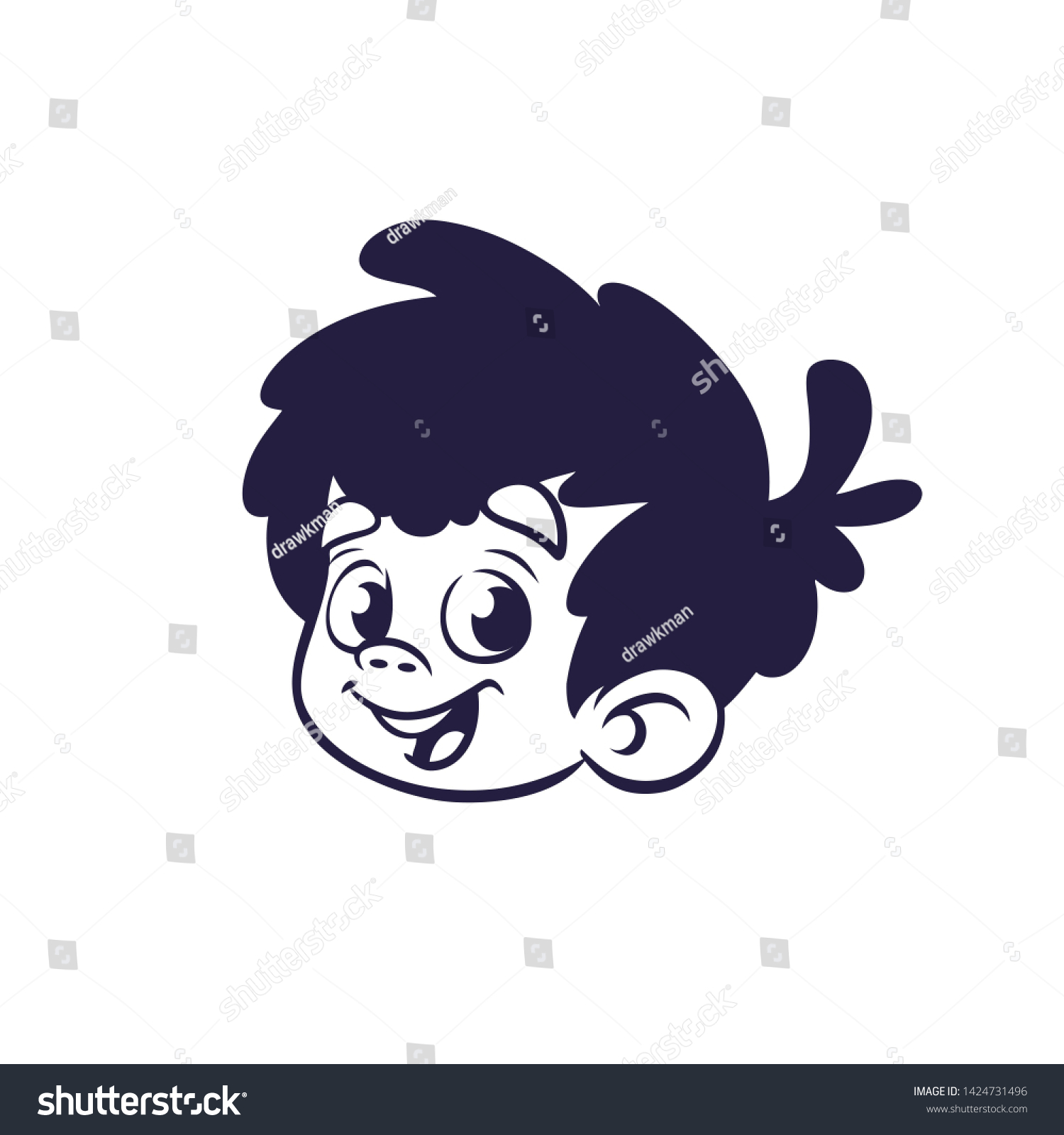 Happy Cartoon Boy Head Avatar Outline 스톡 일러스트 1424731496 | Shutterstock