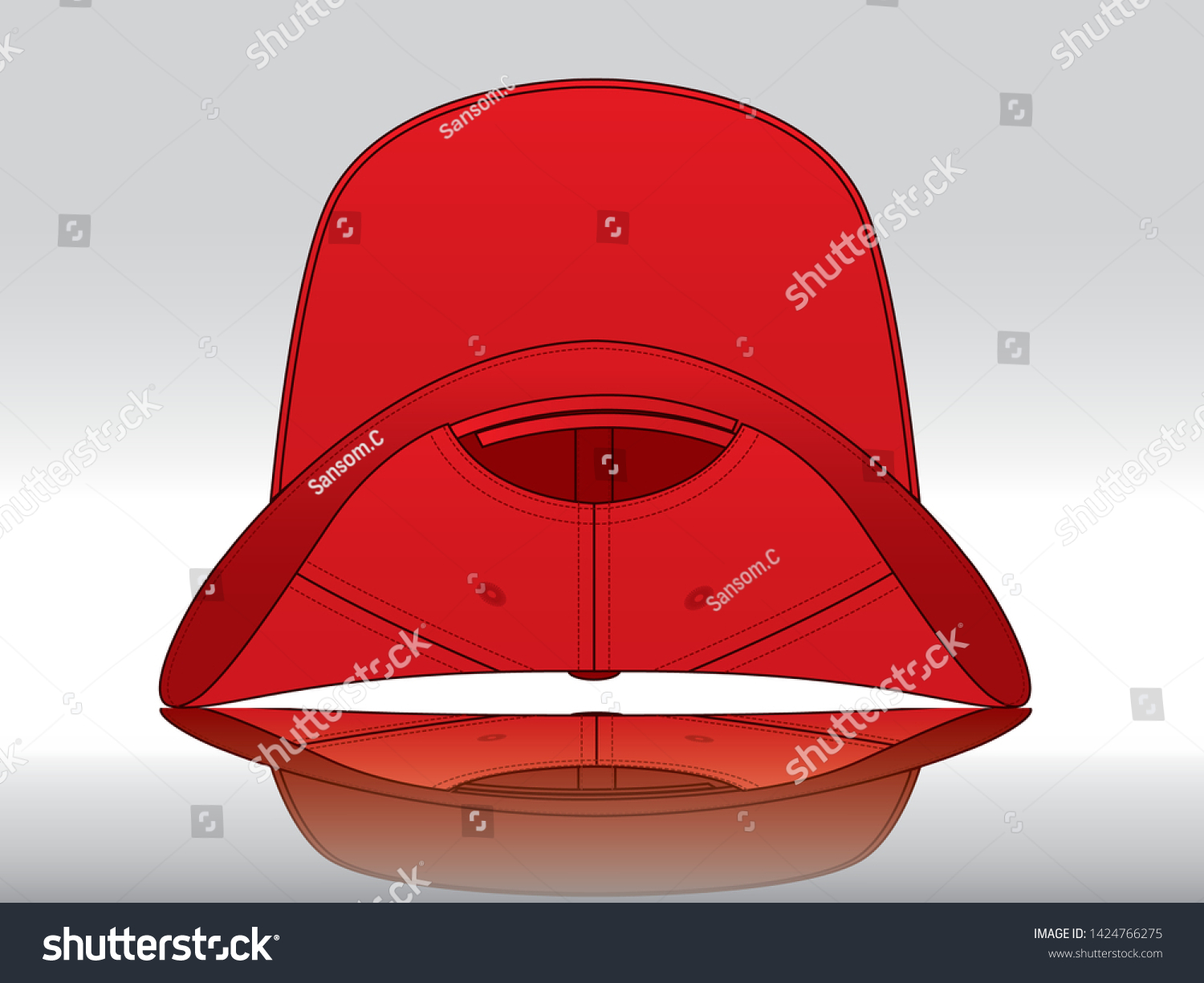 red-baseball-cap-template-back-view-stock-vector-royalty-free