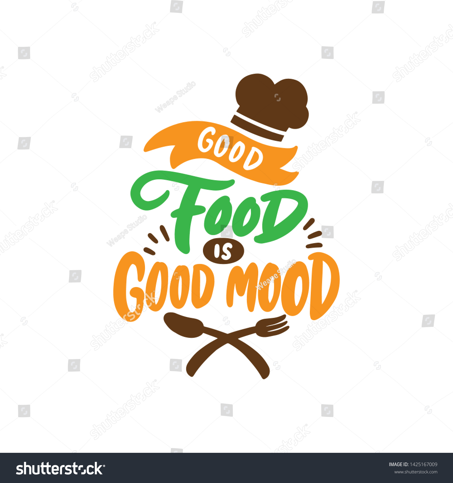 Good Food Good Mood Hand Drawn Stock Vector Royalty Free 1425167009 