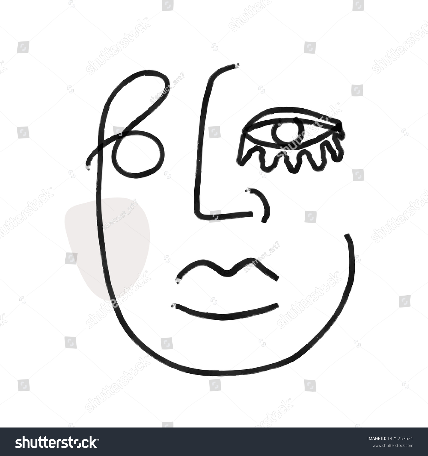 Abstract Face One Line Continuous Drawing Stock Vector Royalty Free