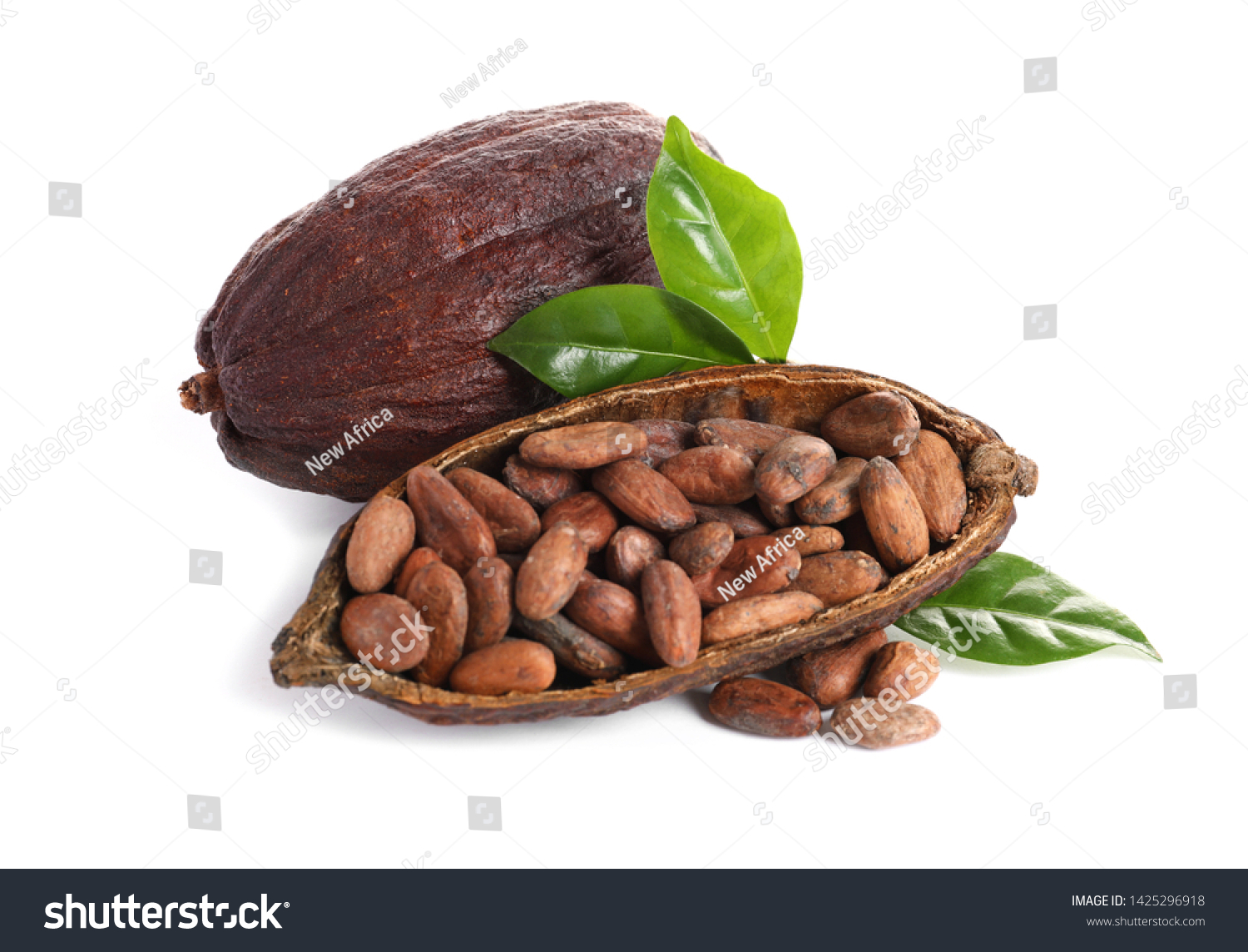 Composition Cocoa Beans On White Background Stock Photo 1425296918 ...