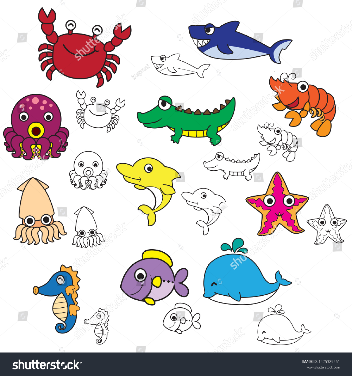 Cartoon Vector Image Water Animal Crab Stock Vector (Royalty Free ...