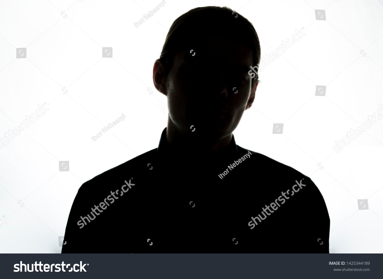 Upper Body Man Silhouette White Background Stock Photo 1425344189 ...