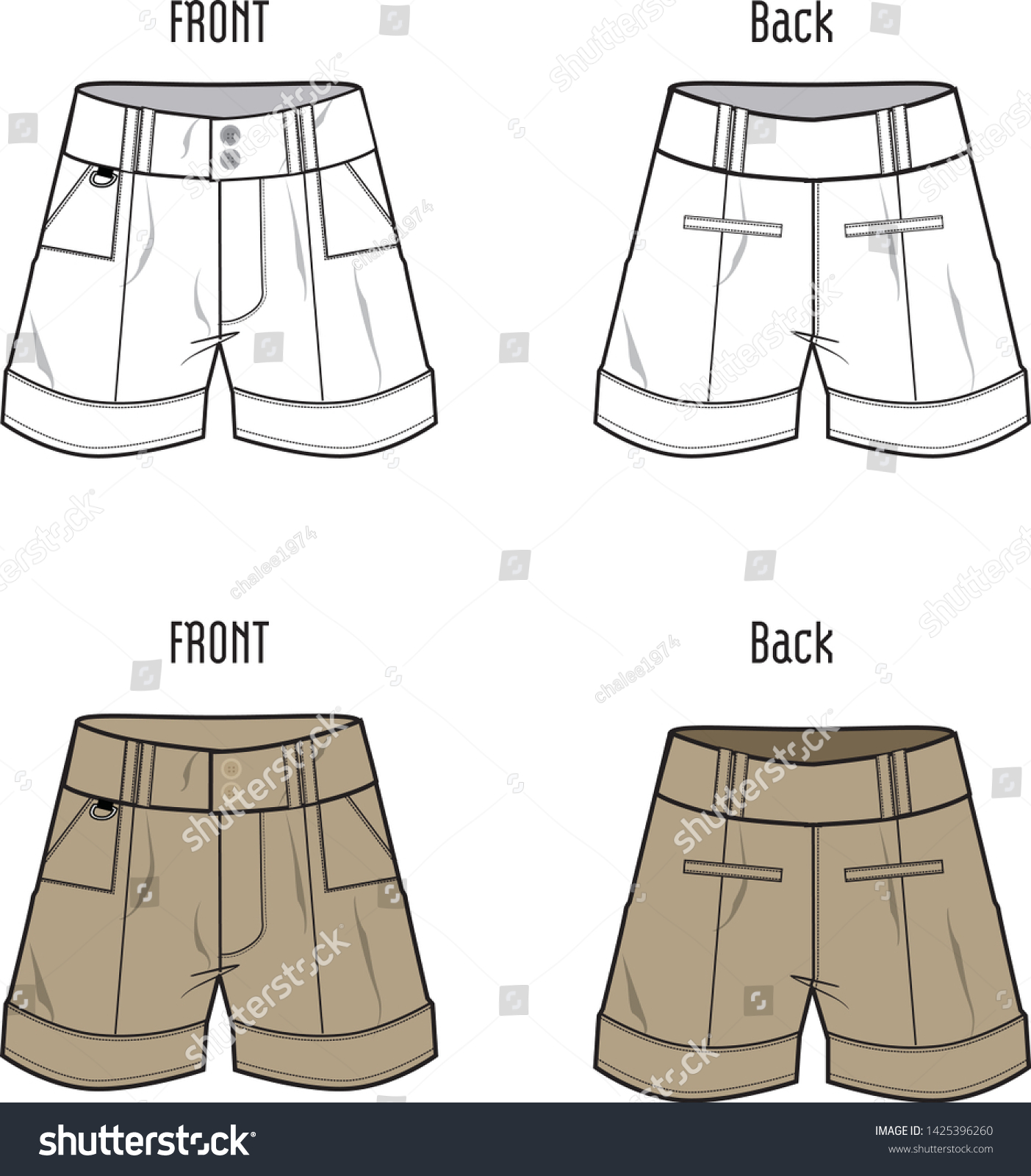 shape Reactor To contribute Womens Shorts Product Style Vector Template Stock Vector (Royalty Free)  1425396260 | Shutterstock