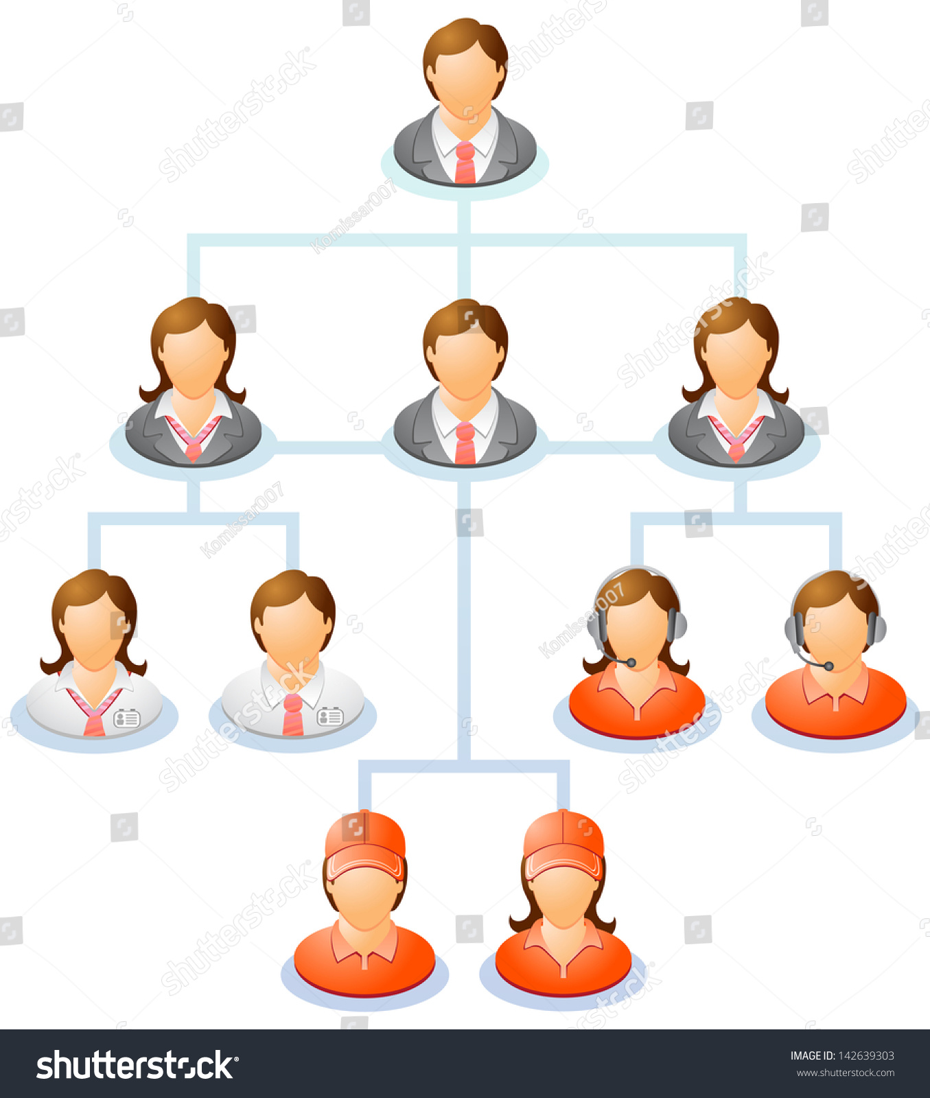 Teamwork Flow Chart Network People Hierarchical Stock Illustration ...