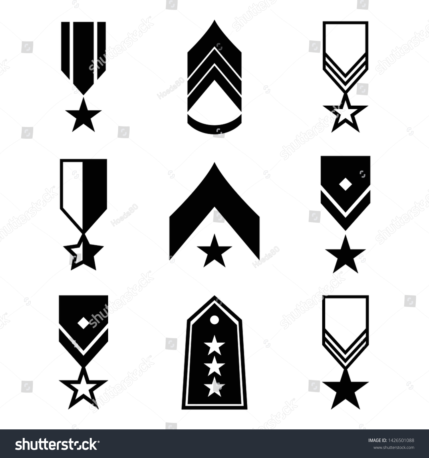 Military Rank Icon Set Army Insignia Stock Vector (Royalty Free ...