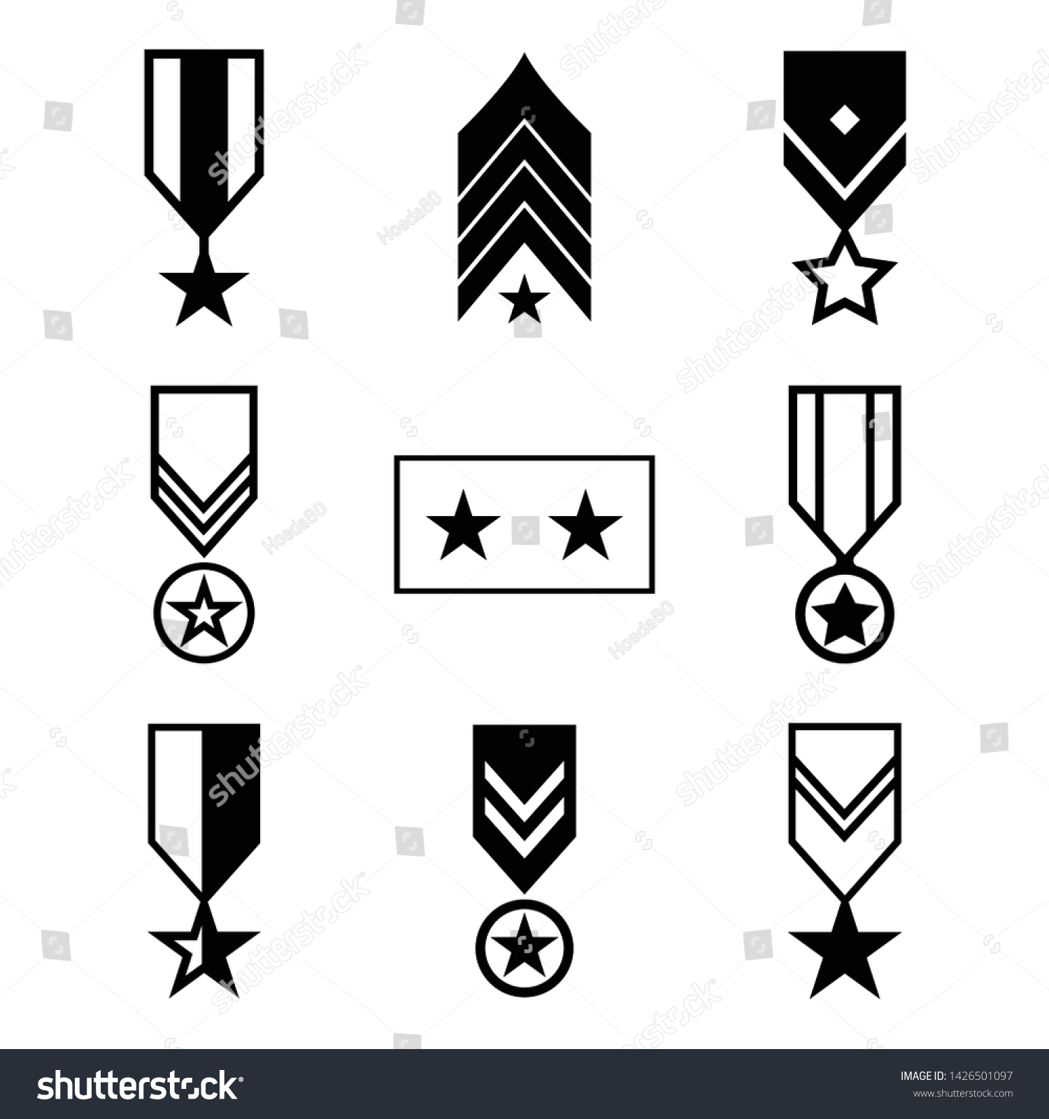 Military Rank Icon Set Army Insignia Stock Vector (Royalty Free ...