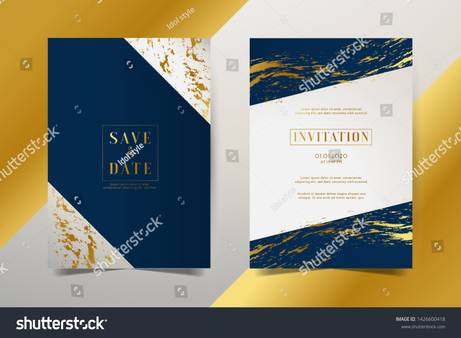 Luxury Invitation Cards Gold Marble Texture Stock Vector (Royalty Free ...