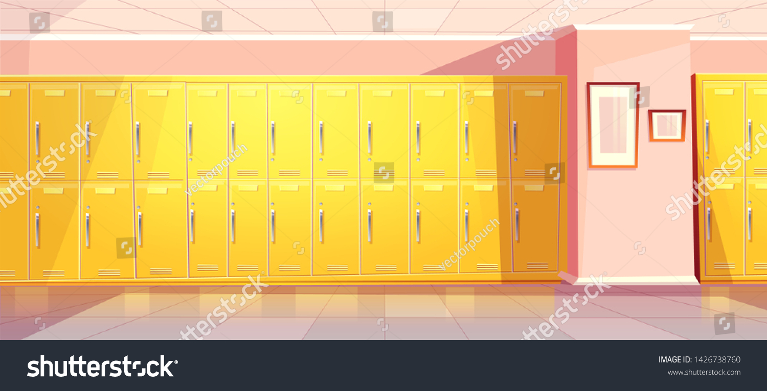 Cartoon School College Corridor Bright Yellow Stock Illustration ...