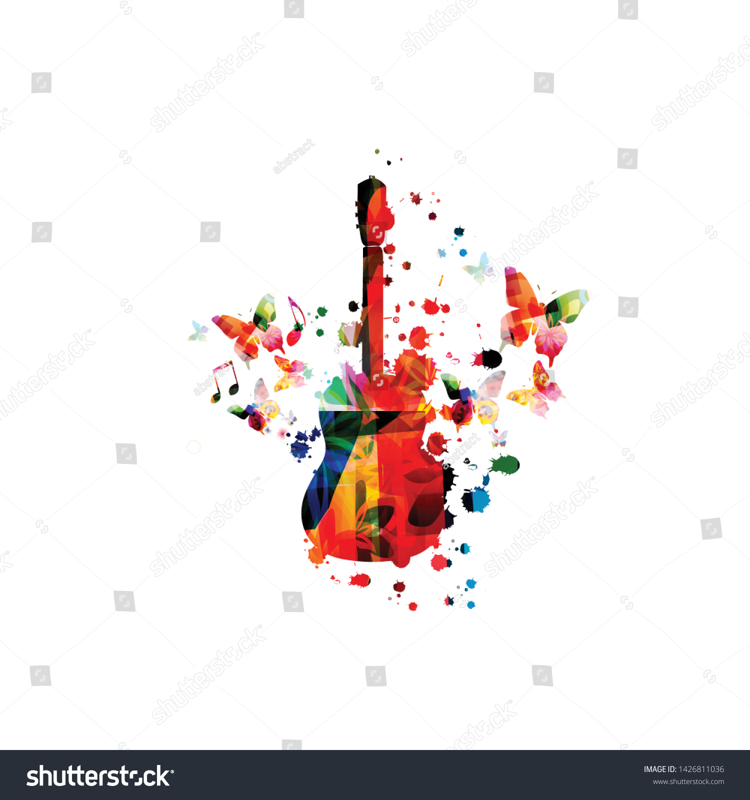 Colorful Guitar Music Notes Isolated Vector Stock Vector (Royalty Free ...