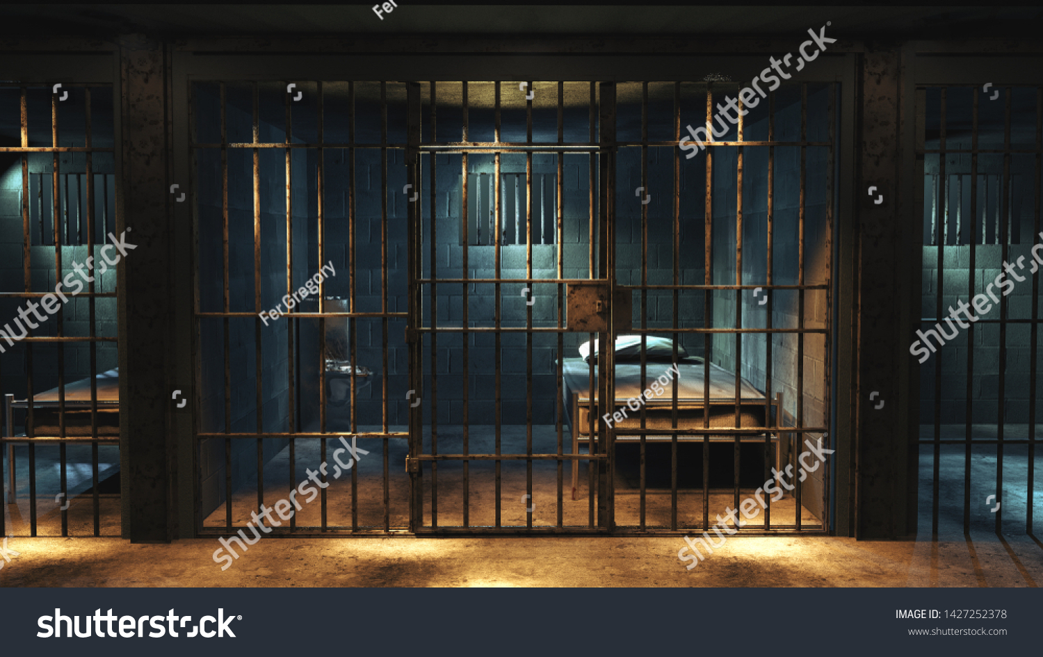 Dark Jail Cell Night High Contrast Stock Illustration 1427252378 ...