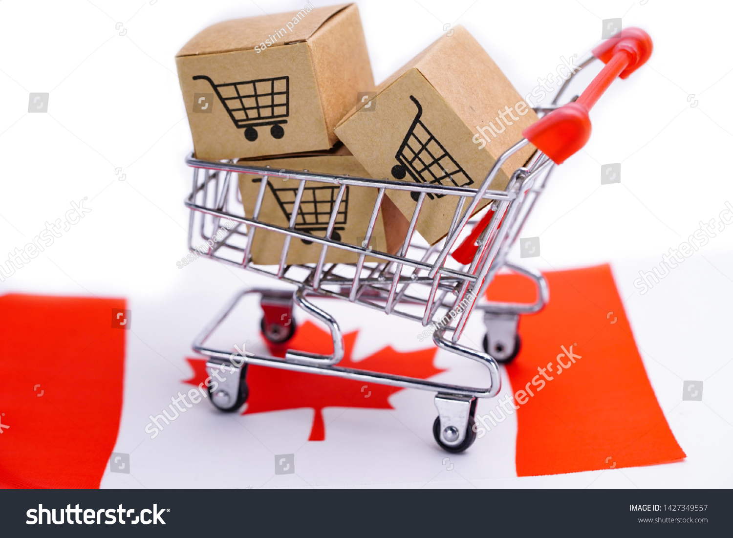 Box Shopping Cart Logo Canada Flag Stock Photo 1427349557 | Shutterstock