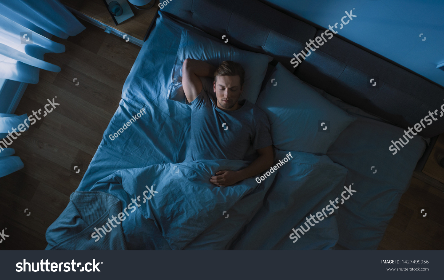 Top View Handsome Young Man Sleeping Stock Photo 1427499956 | Shutterstock