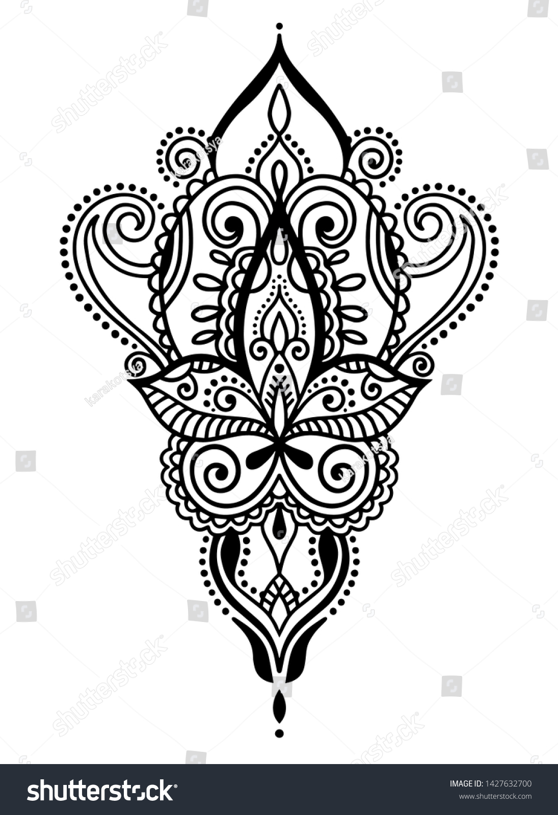 Ethnic Paisley Hand Draw Tattoo Design Stock Vector (Royalty Free ...