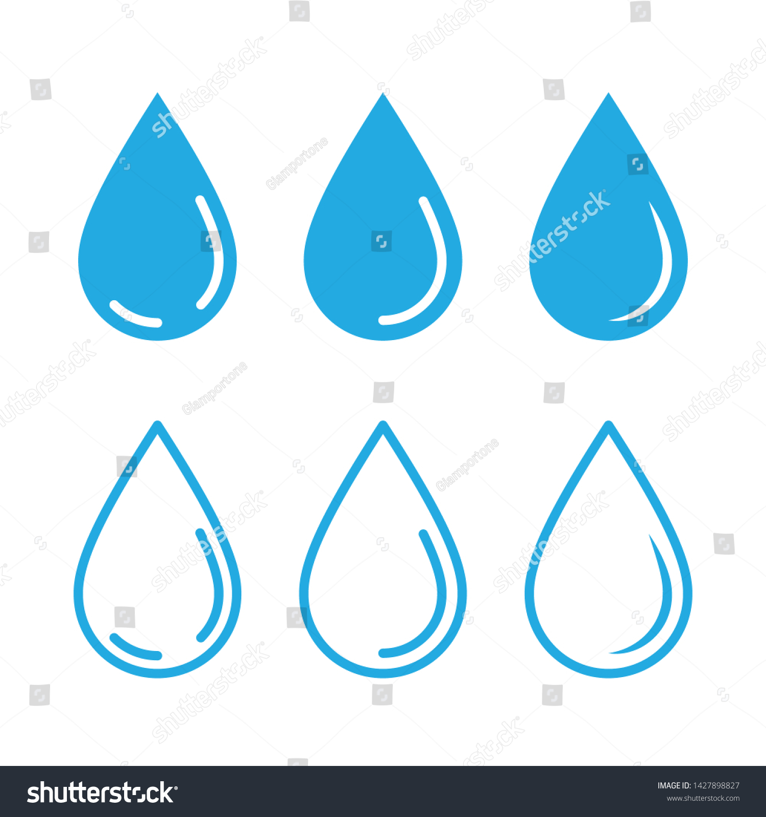 Water Drops Icon Set Liquid Drop Stock Vector (Royalty Free) 1427898827 ...