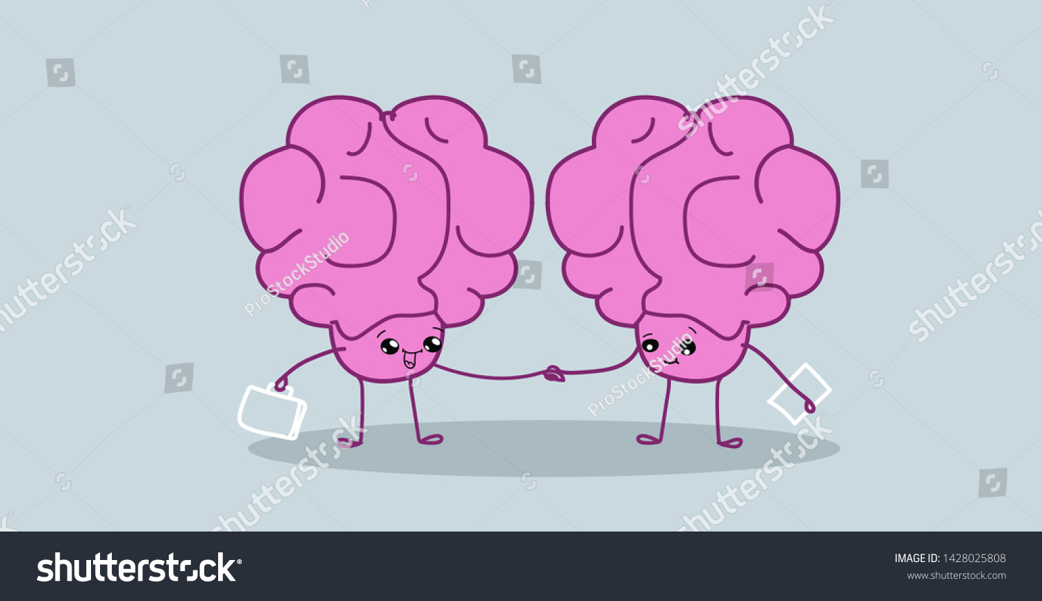 Human Brains Business Couple Shaking Hands Stock Vector Royalty Free