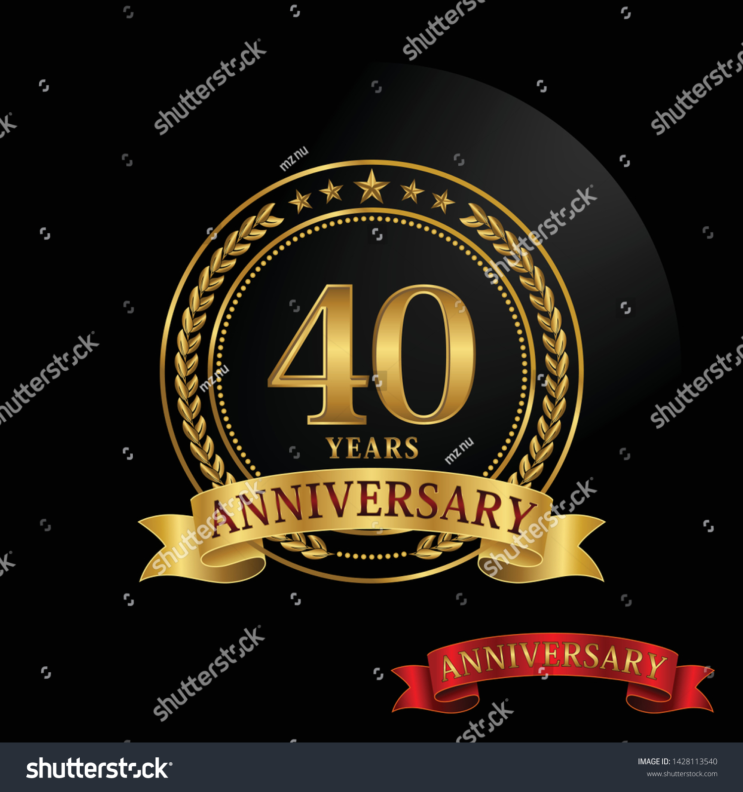 40 Years Anniversary Golden Ring Ribbon Stock Vector (Royalty Free ...