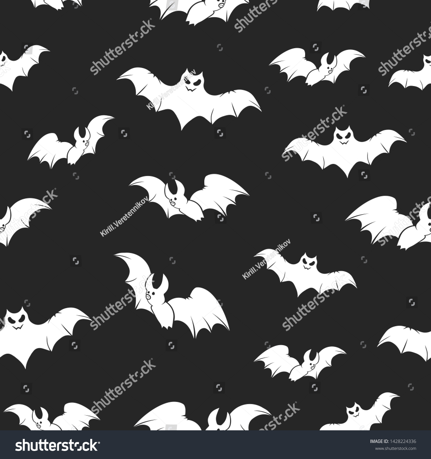 Halloween Pattern Creepy Bat Silhouettes Horror Stock Vector (Royalty ...