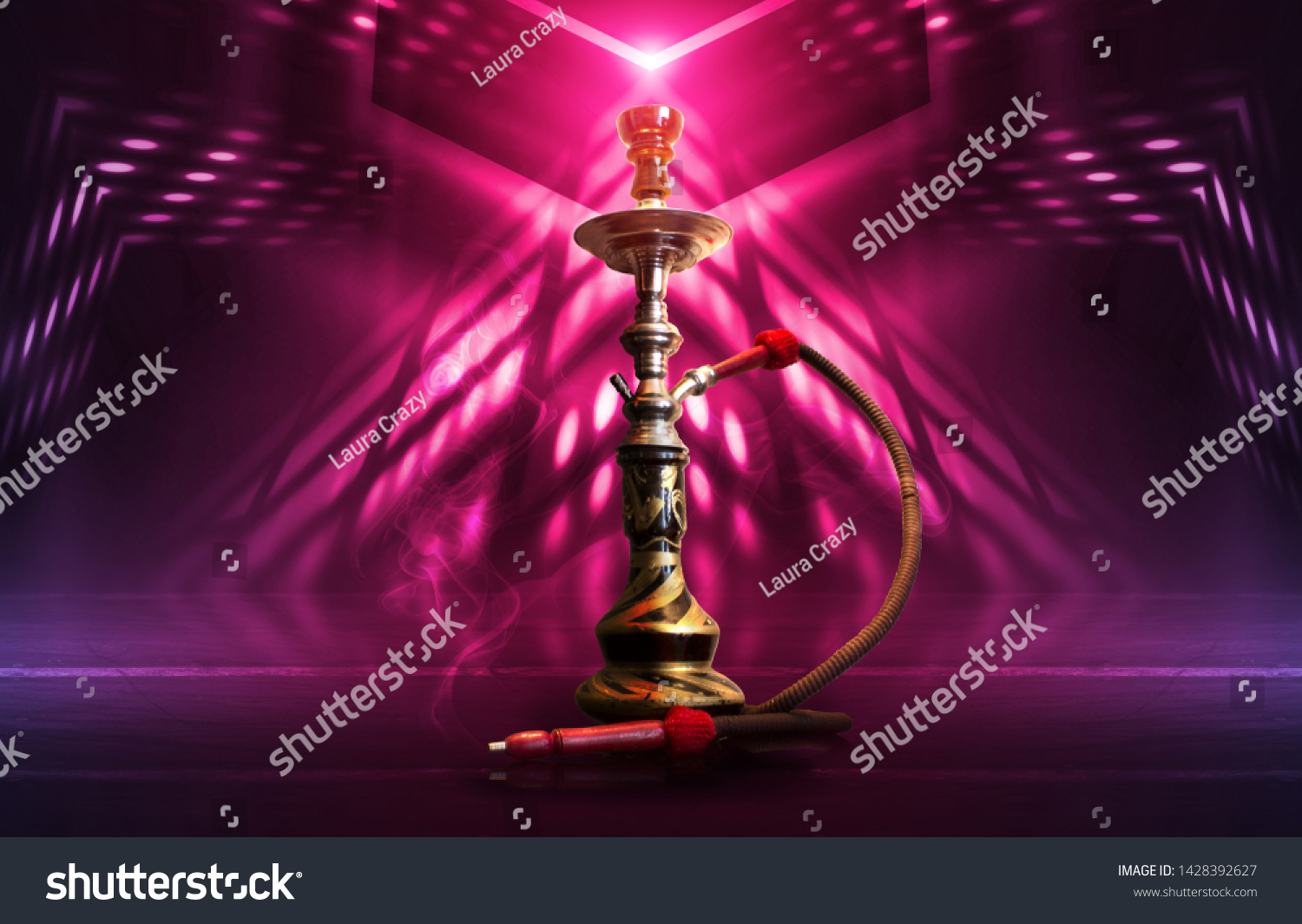 Hookah Smoke On Dark Abstract Background Stock Illustration 1428392627