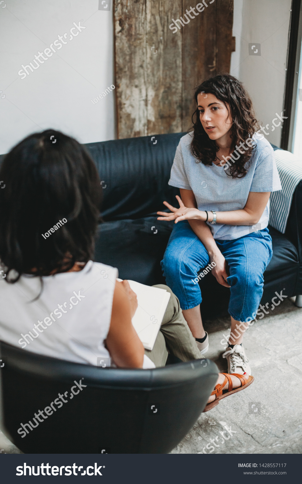 Psychotherapy Session Woman Talking His Psychologist Stock Photo ...