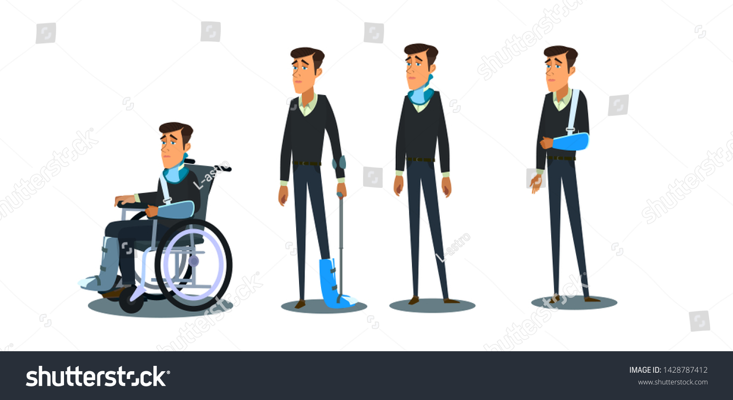 Character Set Person Injuries Broken Limbs Stock Vector (Royalty Free ...