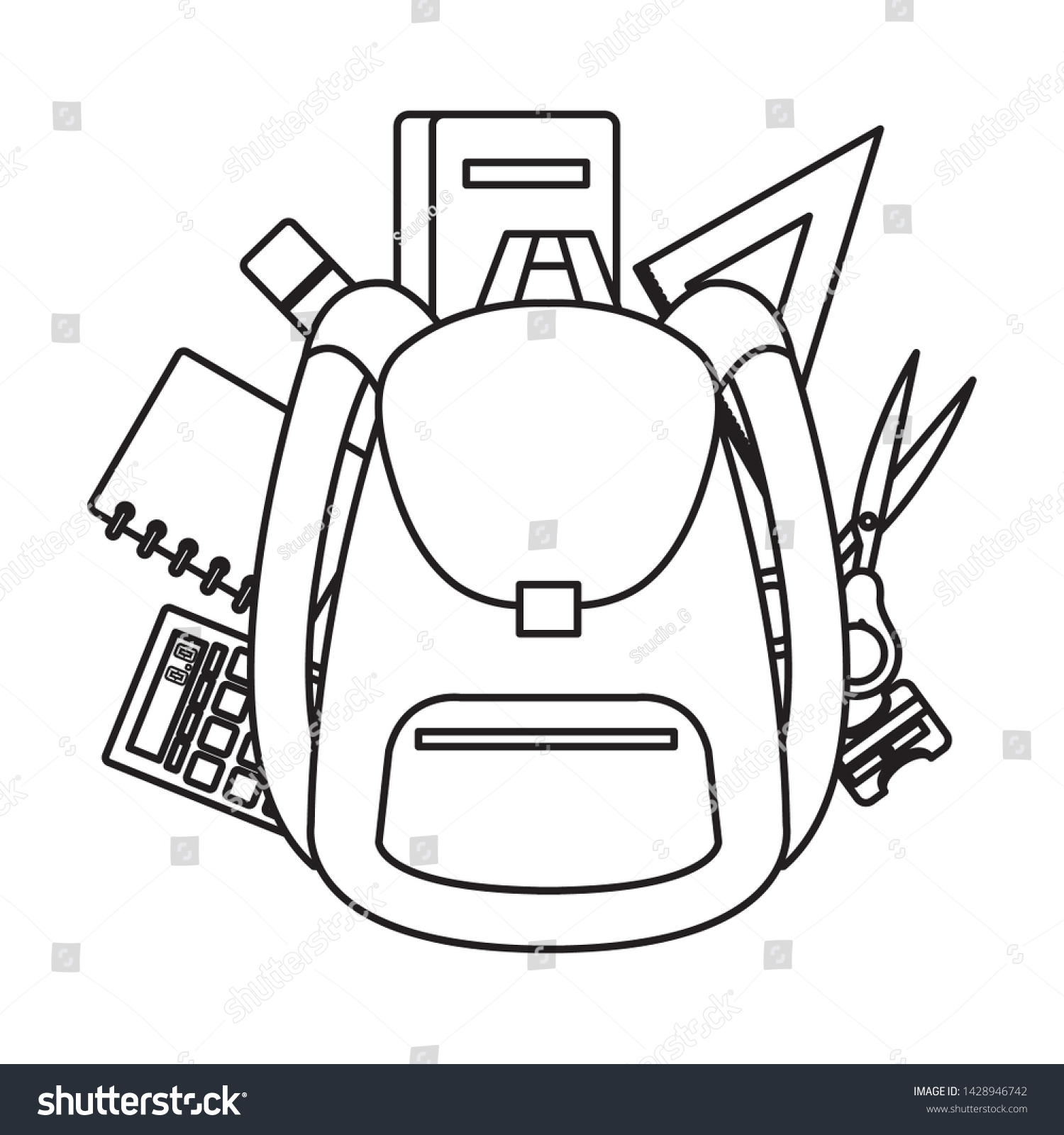 School Bag Supplies Icons Stock Vector (Royalty Free) 1428946742 ...