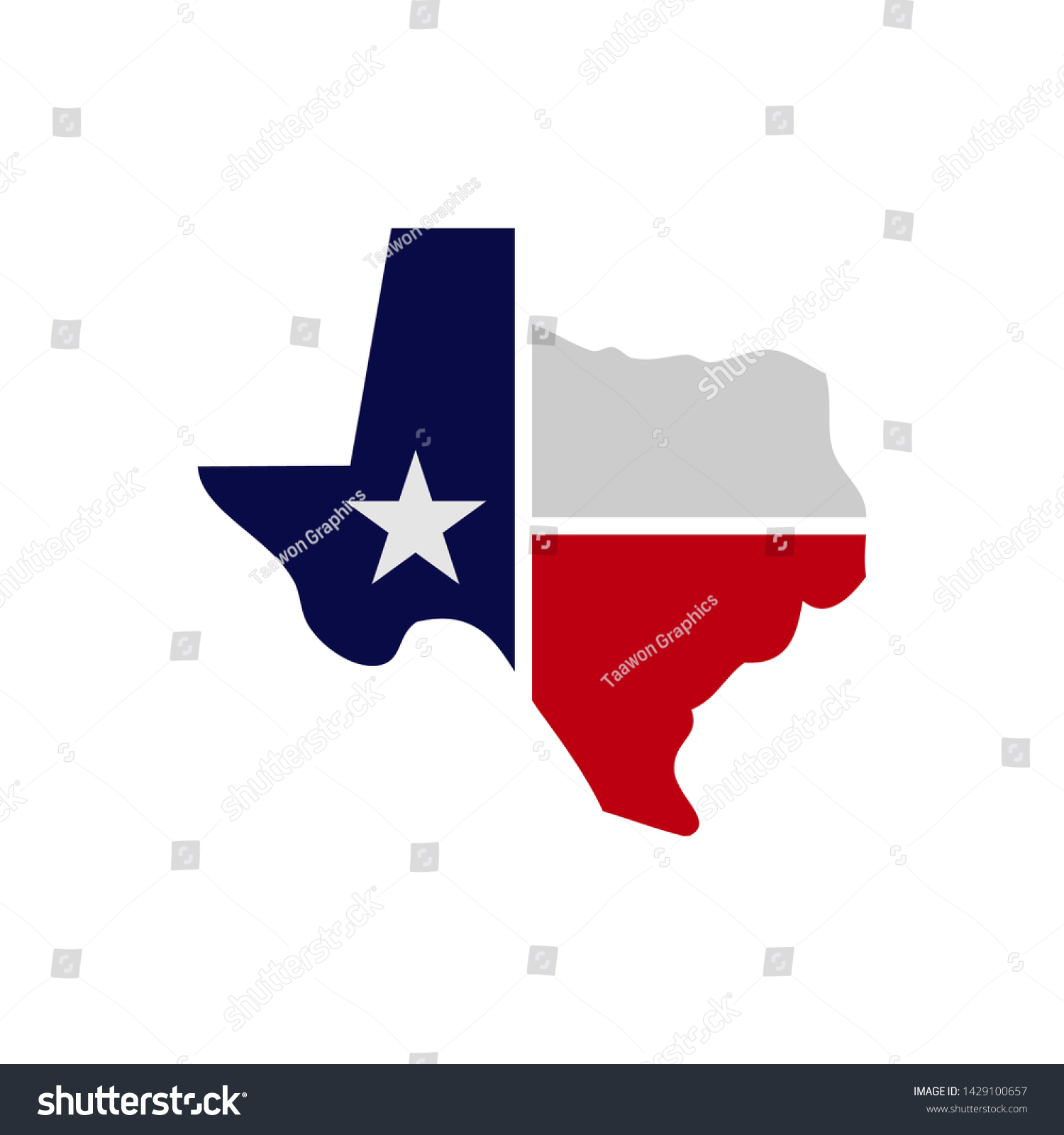 Texas Vector Map Star Blue Red Stock Vector (Royalty Free) 1429100657 ...