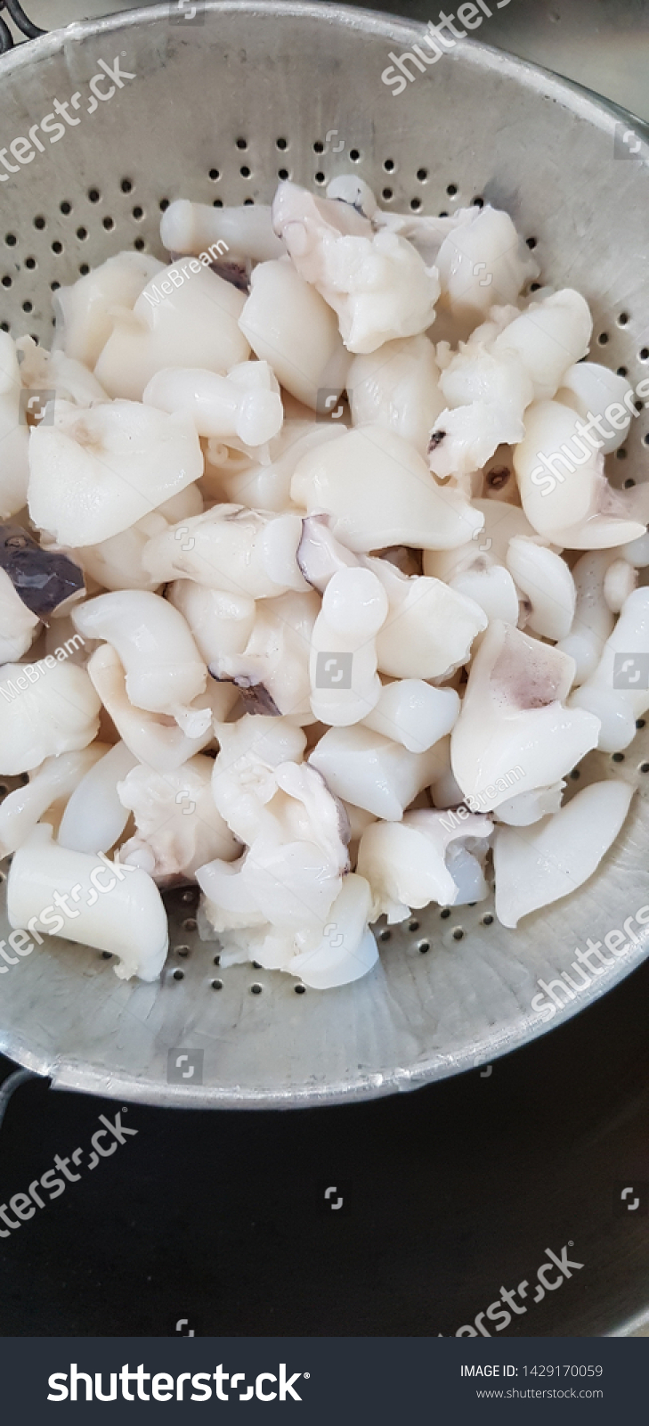 Prepare Cooked Squid Tentacles Ready Cooking Stock Photo 1429170059