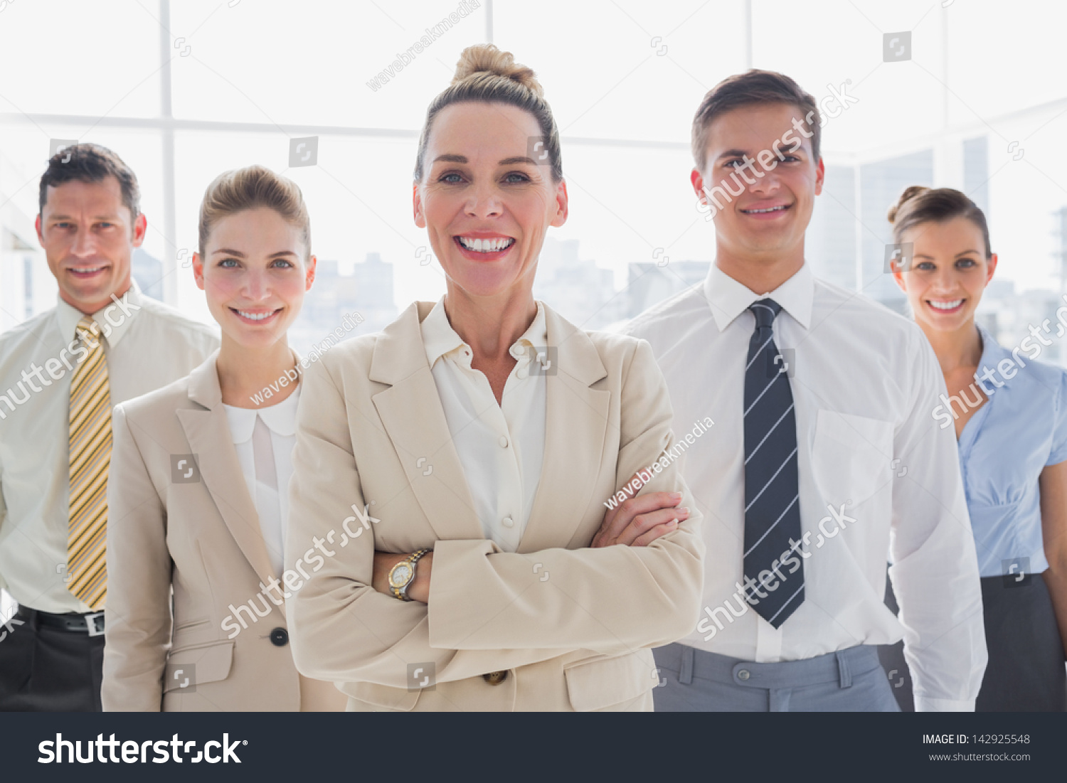 Group Smiling Business Team Standing Together Stock Photo 142925548 ...