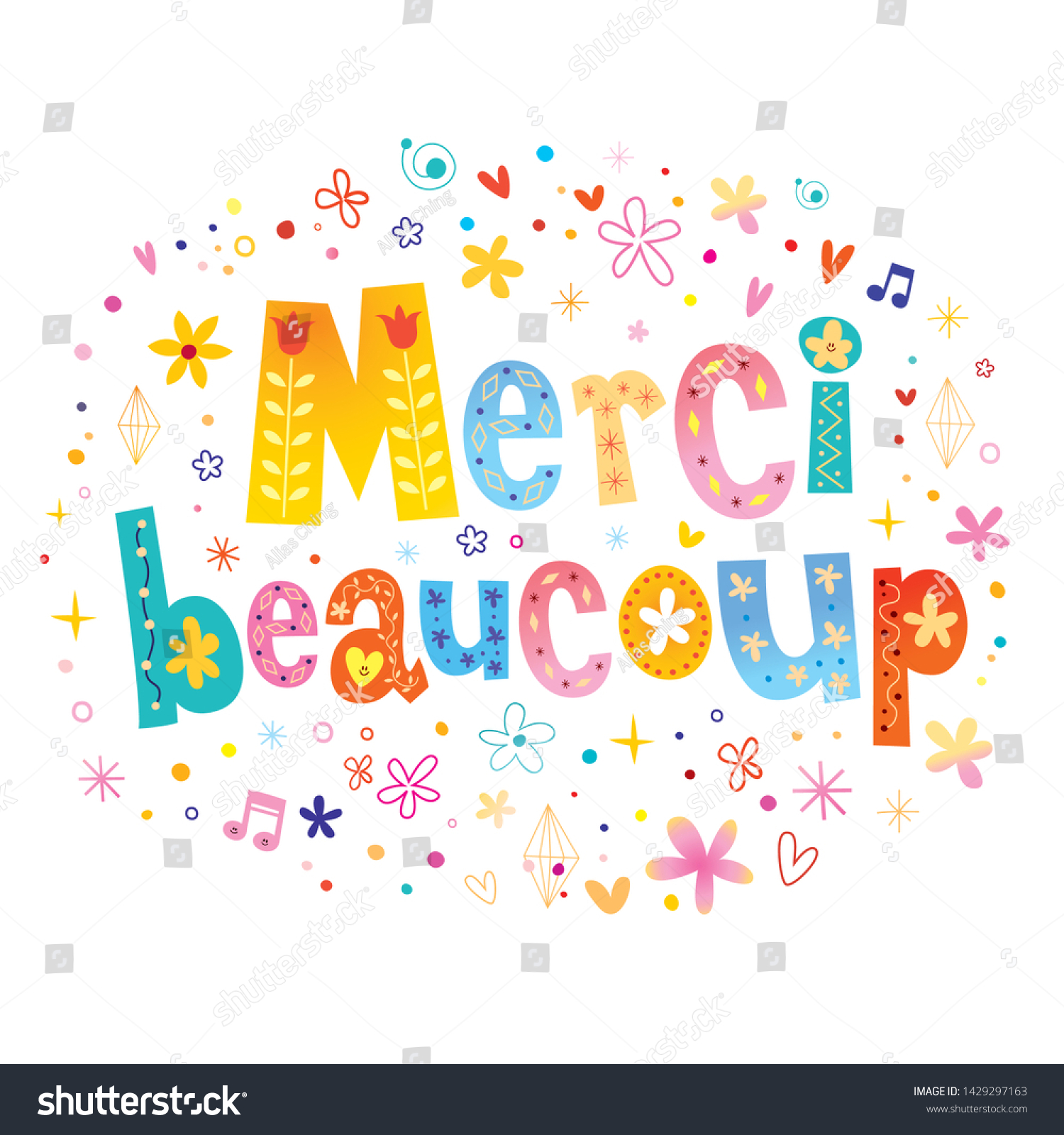 Merci Beaucoup Thank You Very Much Stock Vector (Royalty Free ...