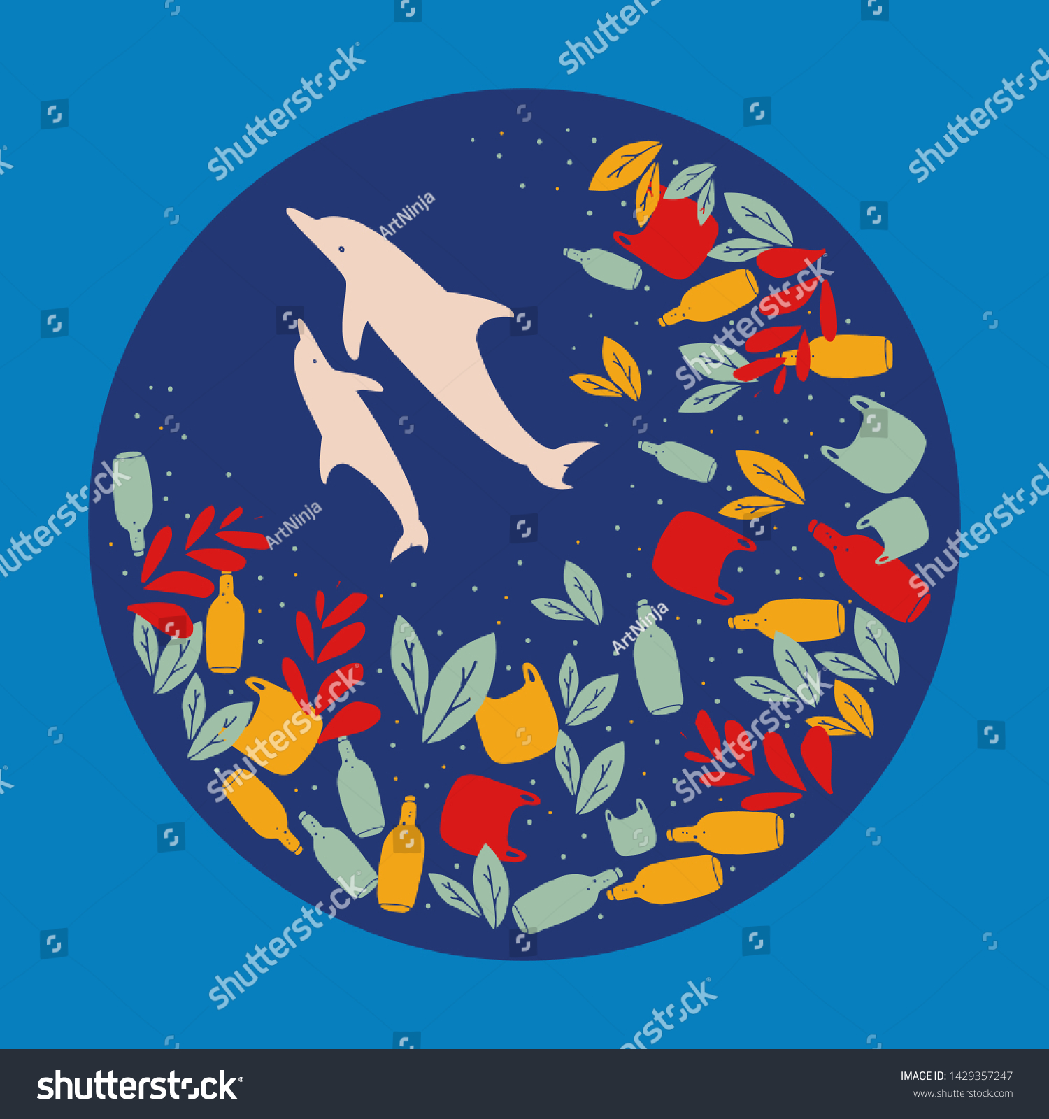 Plastic Pollution Ocean Drawing Zero Waste Stock Vector (Royalty Free ...