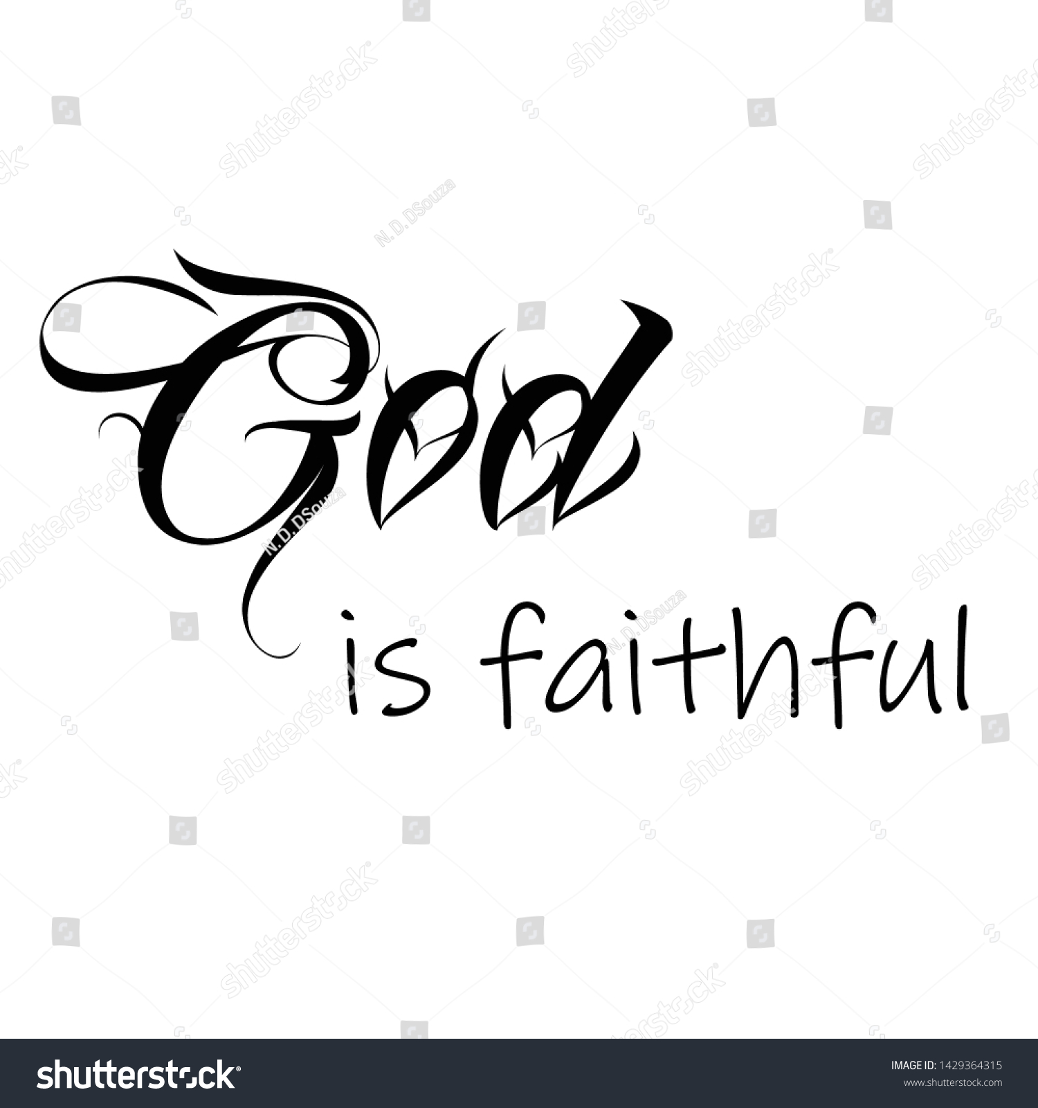 Christian Faith God Faithful Typography Print Stock Vector (royalty 